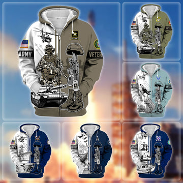 Unique Proudly Served US Veteran Zip Hoodie APVC220903