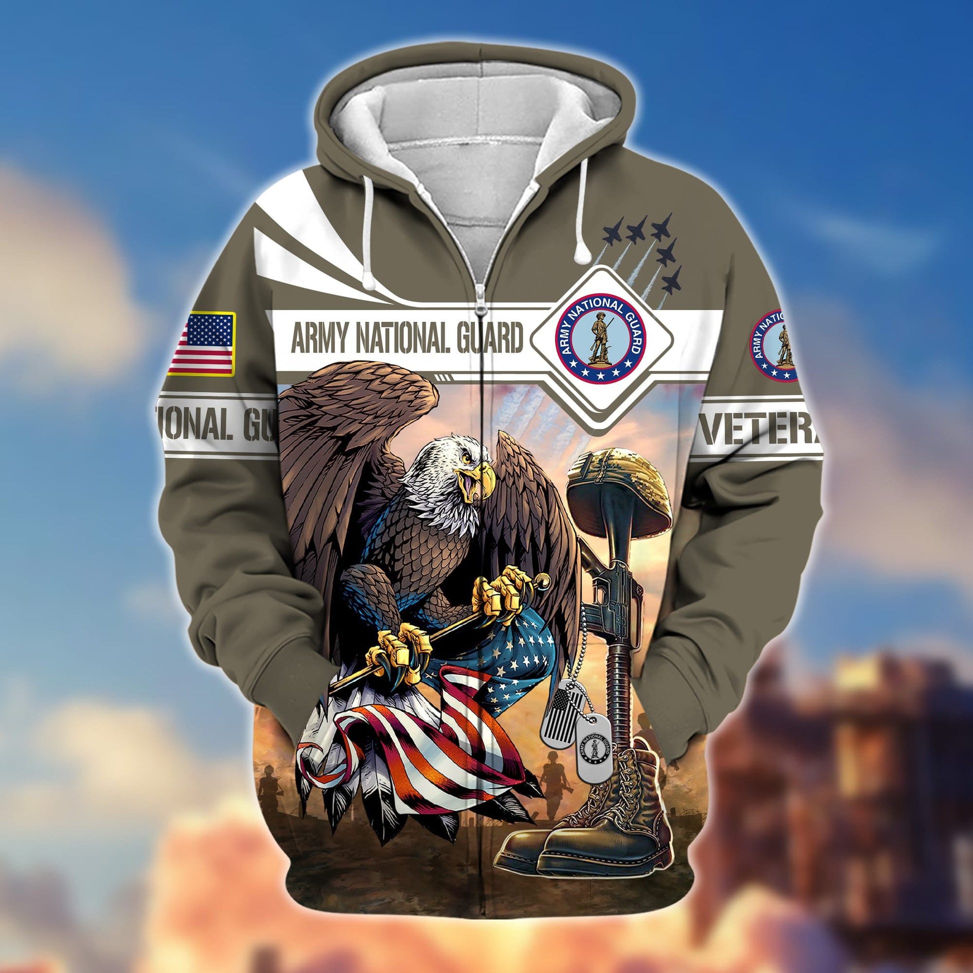 Premium Proudly Served US Veteran Zip Hoodie APVC021001