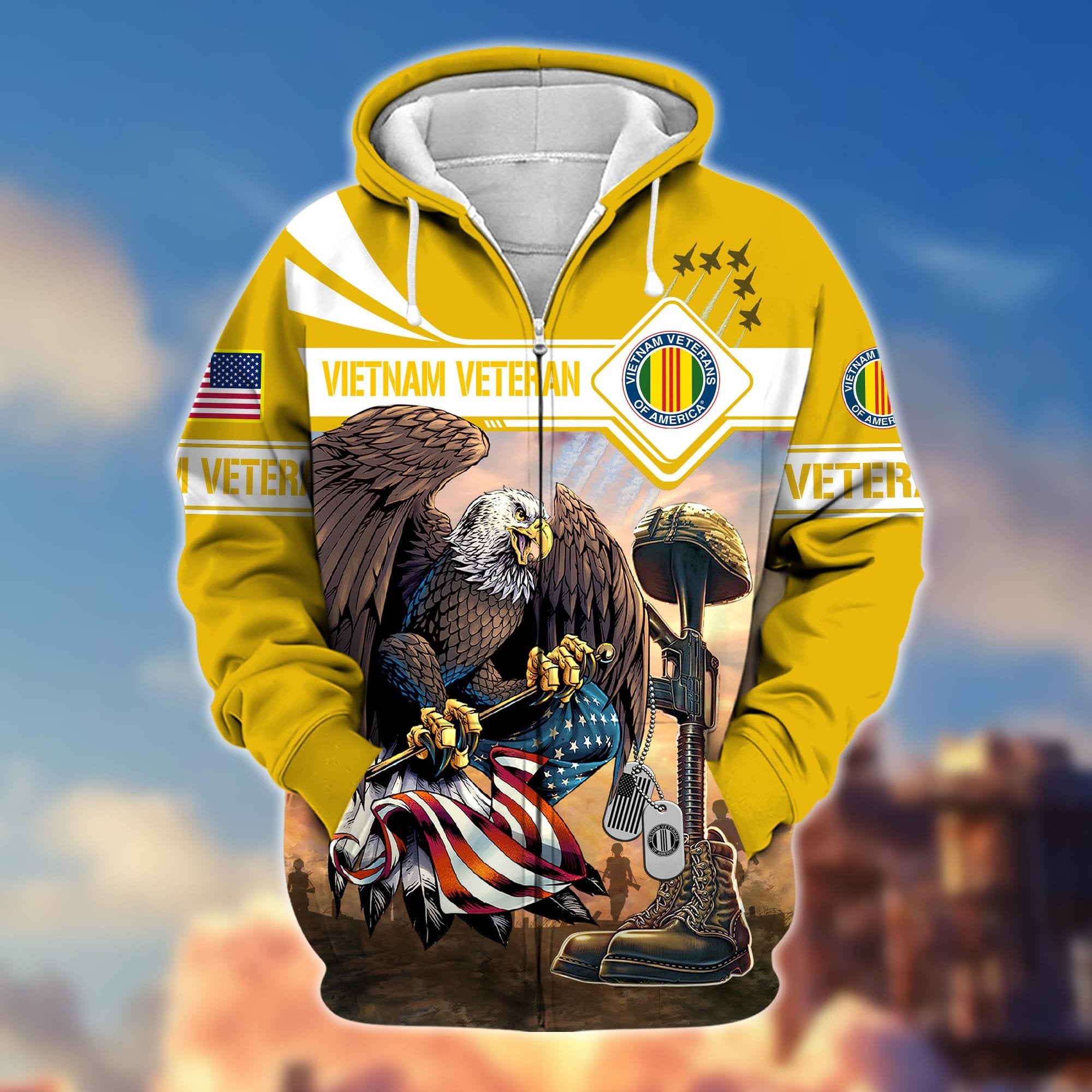 Premium Proudly Served US Veteran Zip Hoodie APVC021001