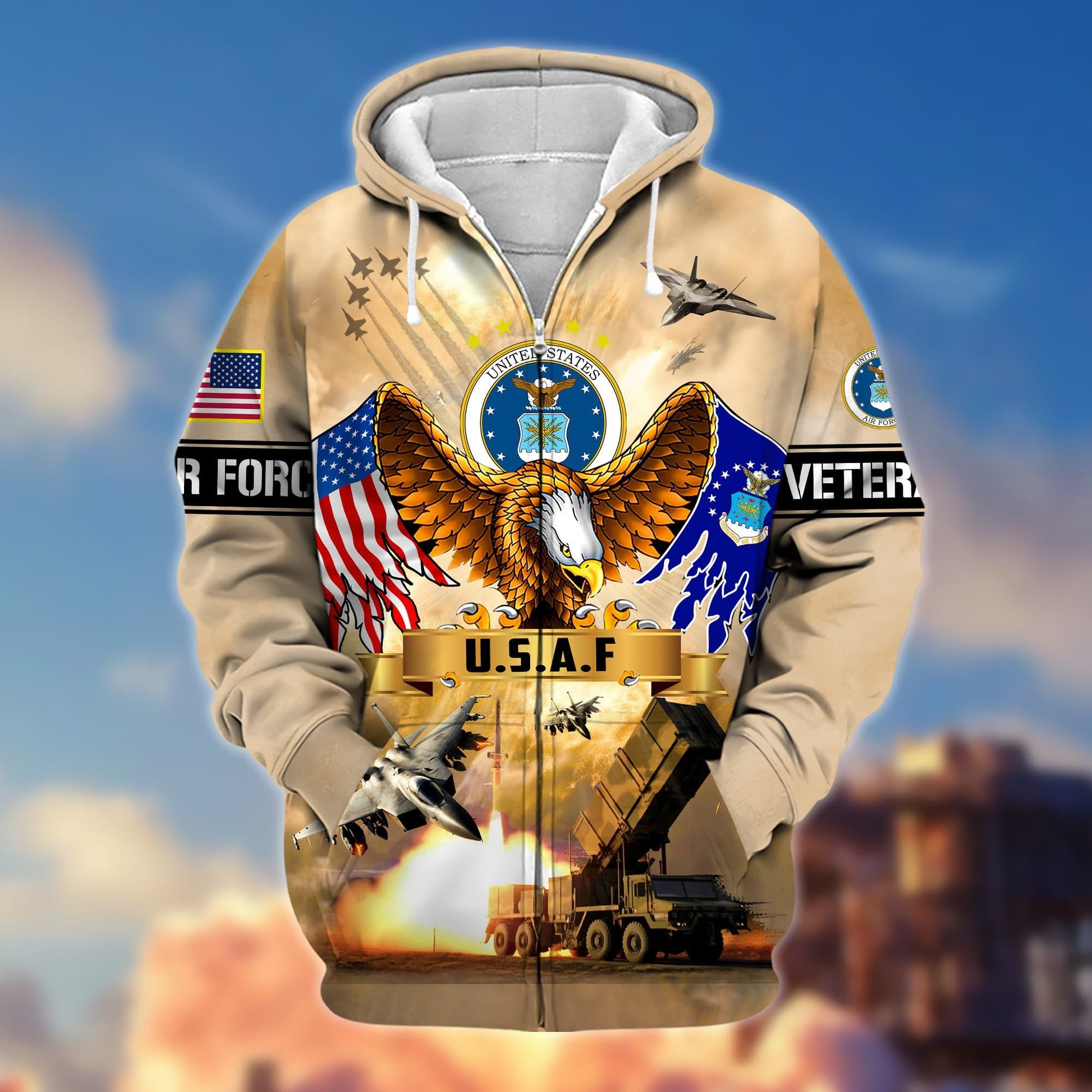 Premium Land Of The Free US Veteran Zip Hoodie APVC290905