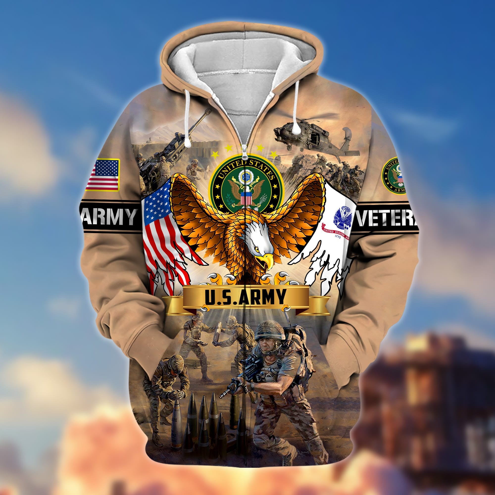 Premium Land Of The Free US Veteran Zip Hoodie APVC290905