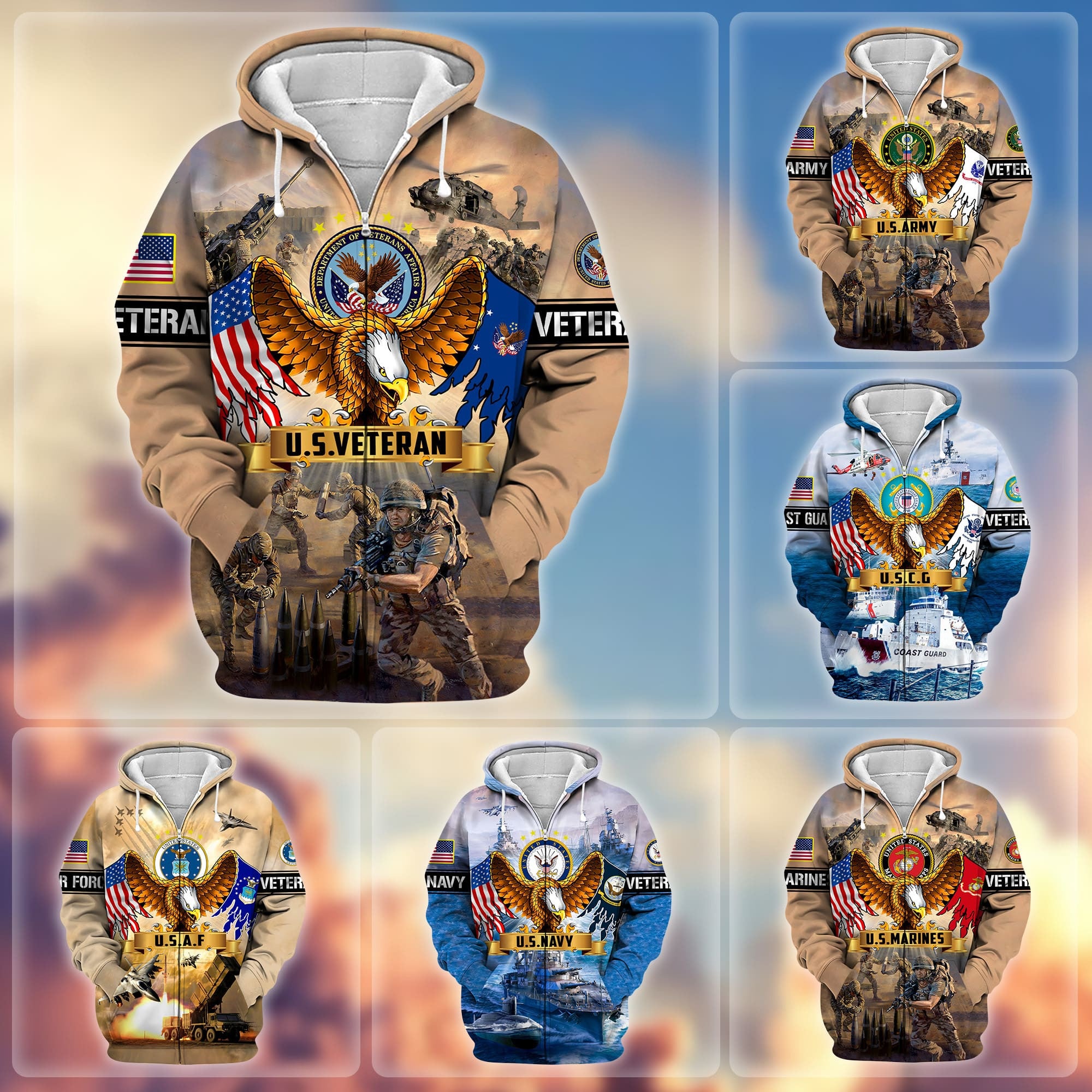 Premium Land Of The Free US Veteran Zip Hoodie APVC290905