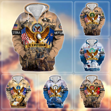 Premium Land Of The Free US Veteran Zip Hoodie APVC290905