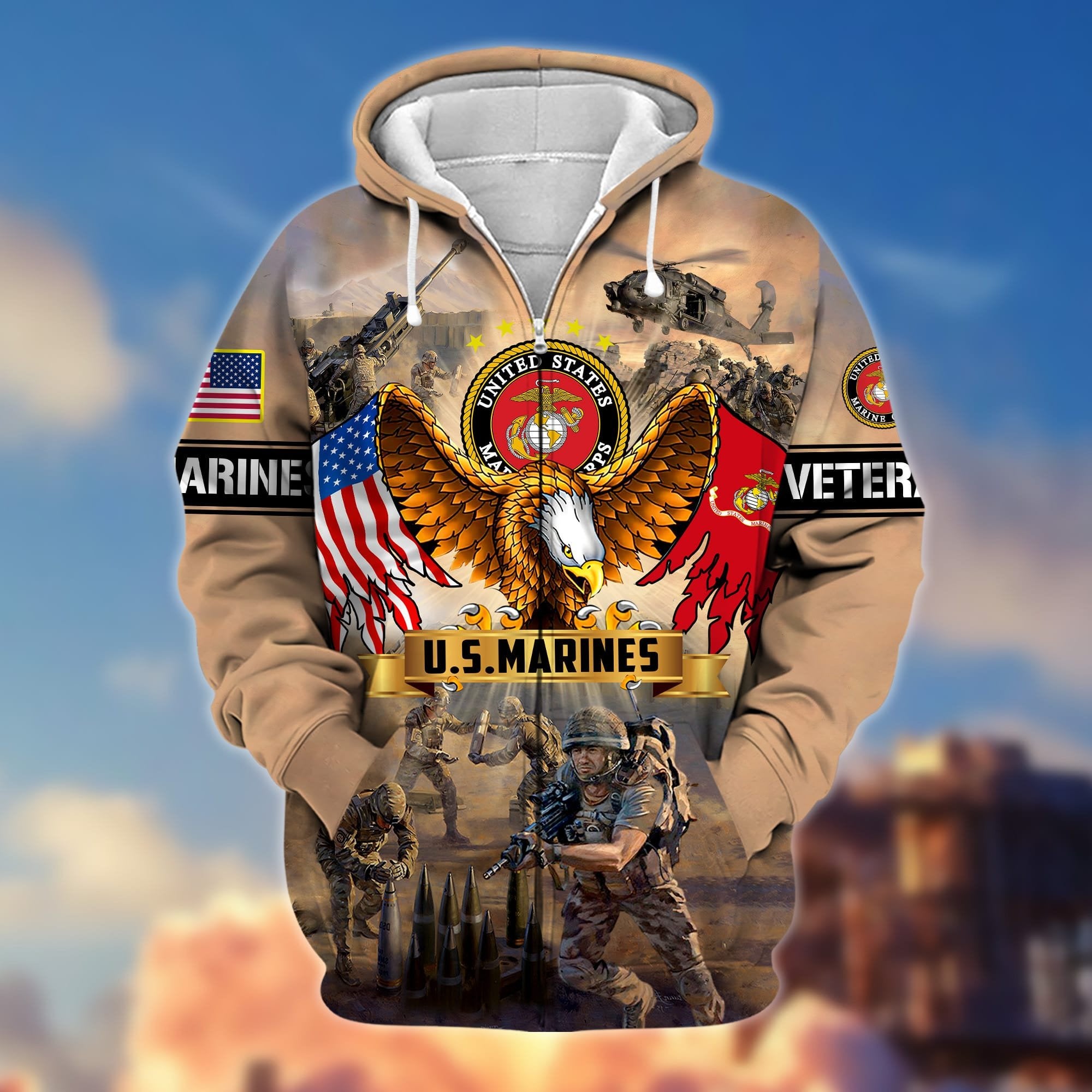 Premium Land Of The Free US Veteran Zip Hoodie APVC290905