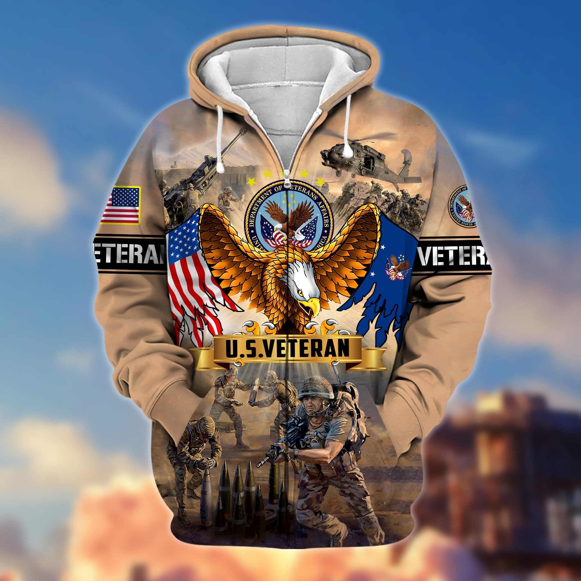 Premium Land Of The Free US Veteran Zip Hoodie APVC290905