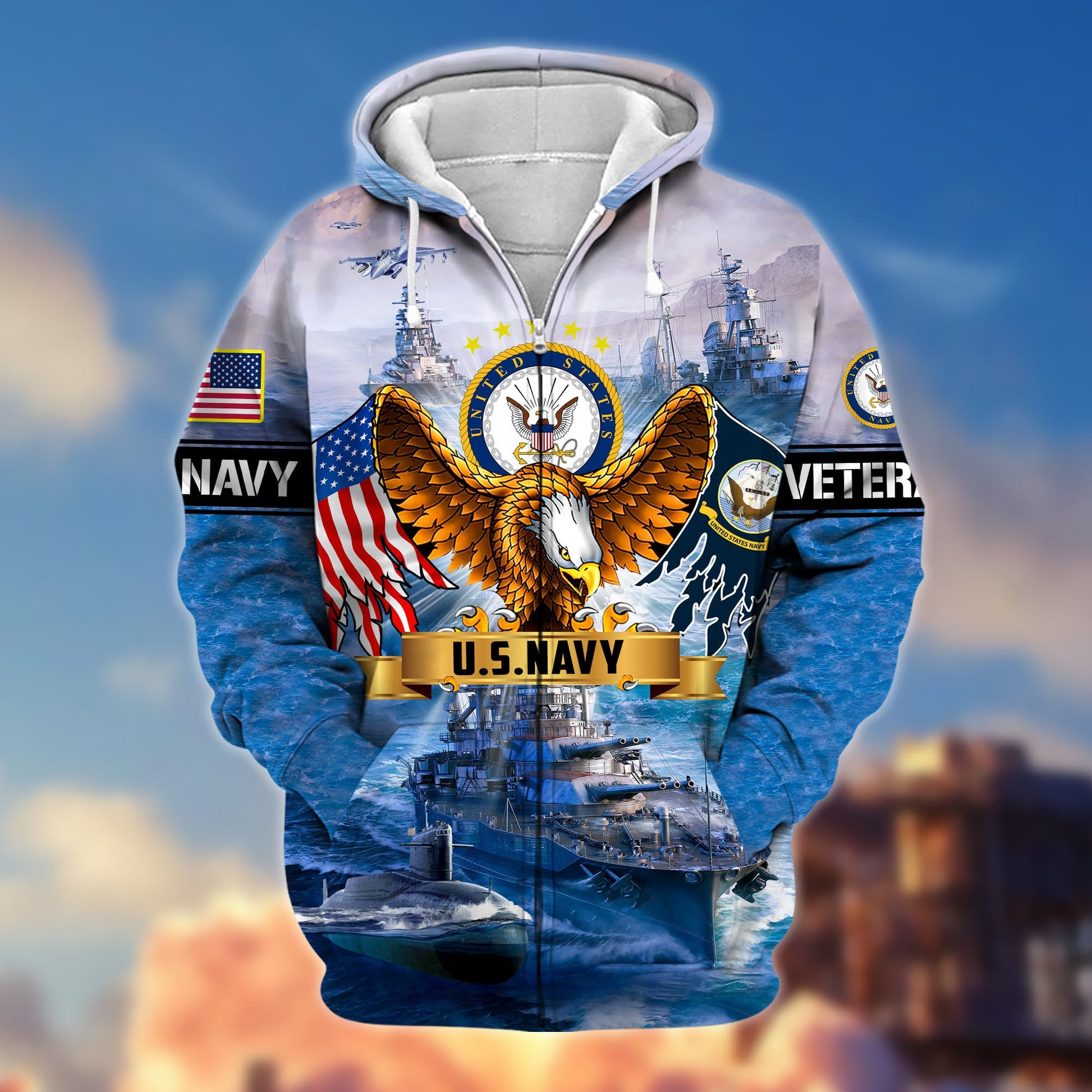 Premium Land Of The Free US Veteran Zip Hoodie APVC290905