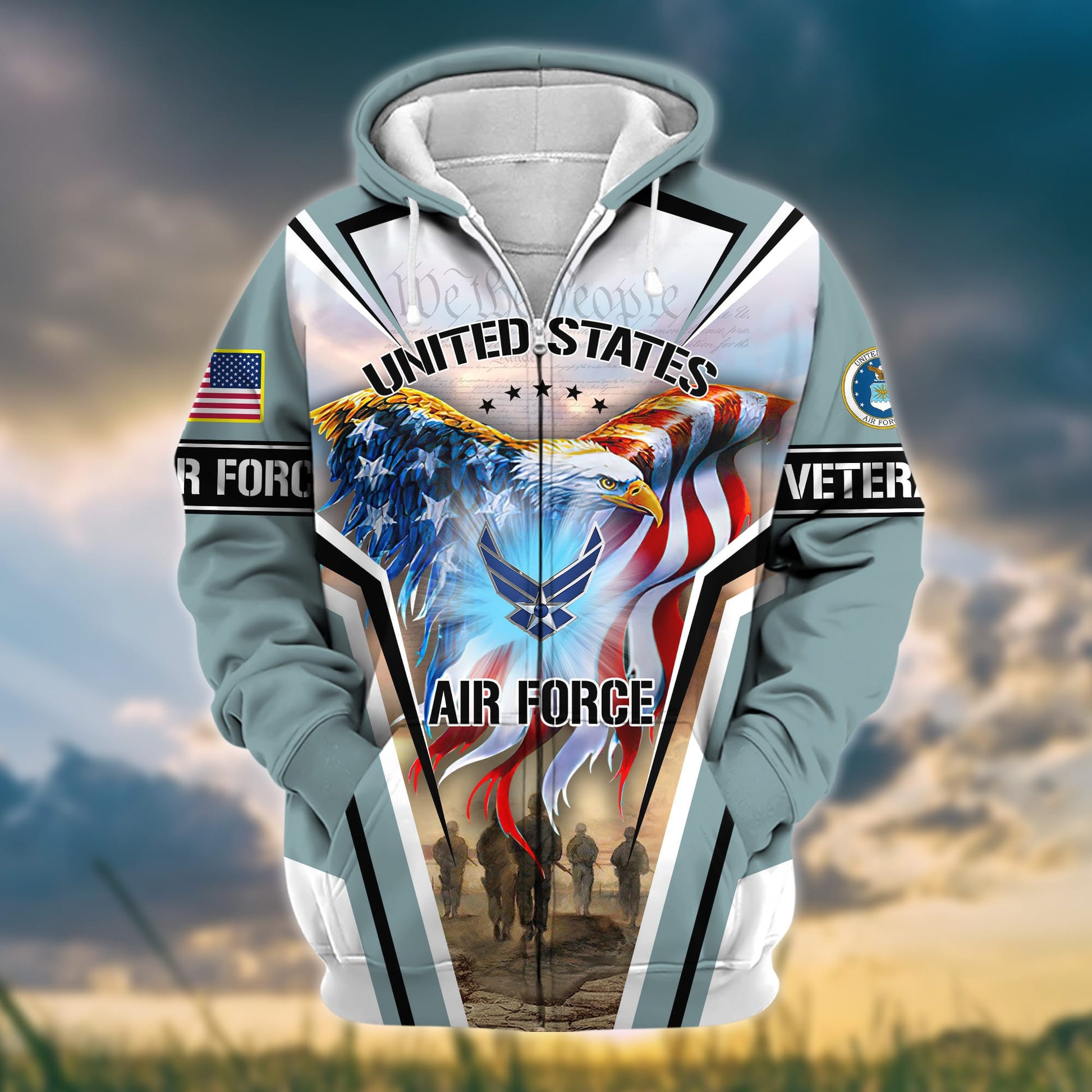 Premium Honoring All Who Served US Veteran Zip Hoodie APVC051001