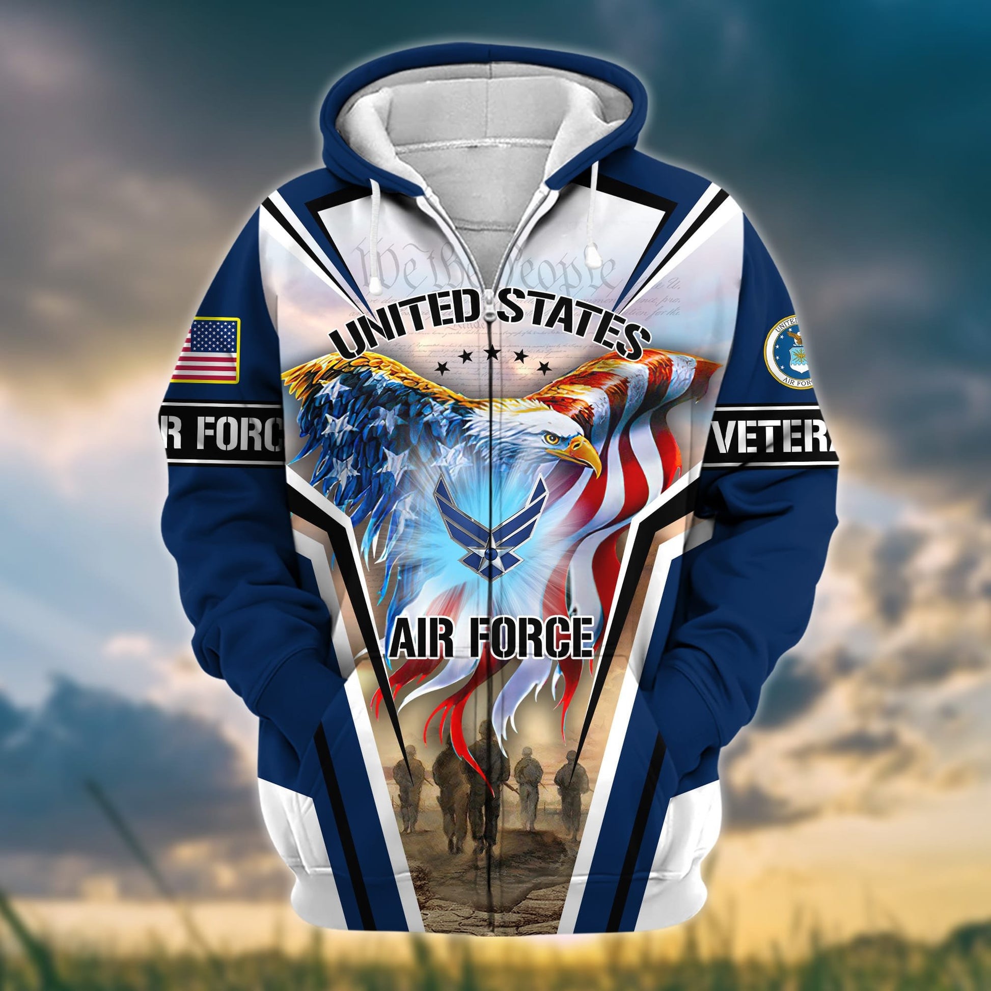 Premium Honoring All Who Served US Veteran Zip Hoodie APVC051001
