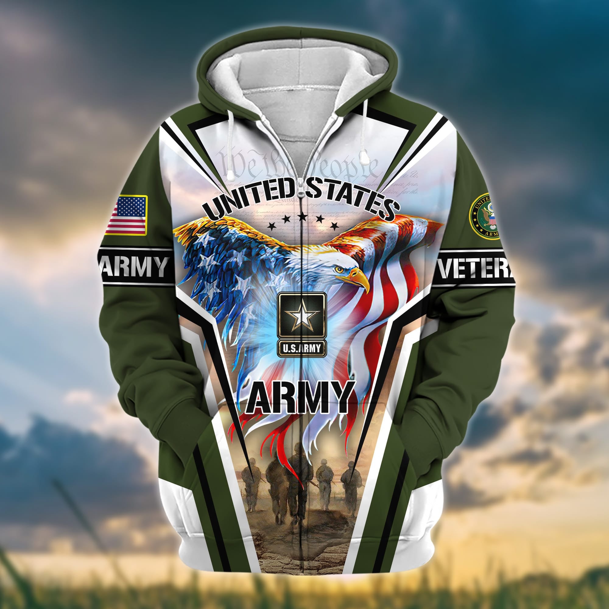 Premium Honoring All Who Served US Veteran Zip Hoodie APVC051001