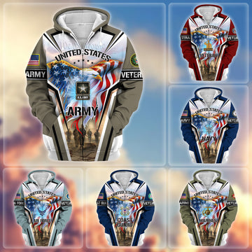 Premium Honoring All Who Served US Veteran Zip Hoodie APVC051001