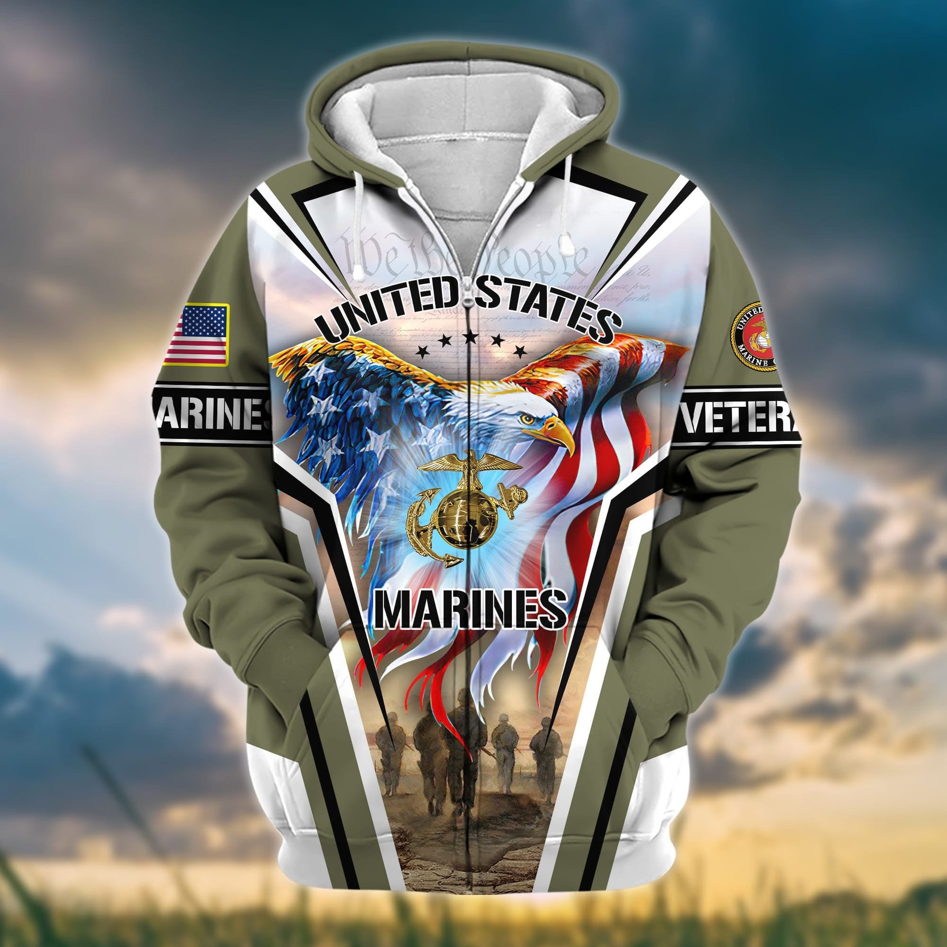 Premium Honoring All Who Served US Veteran Zip Hoodie APVC051001