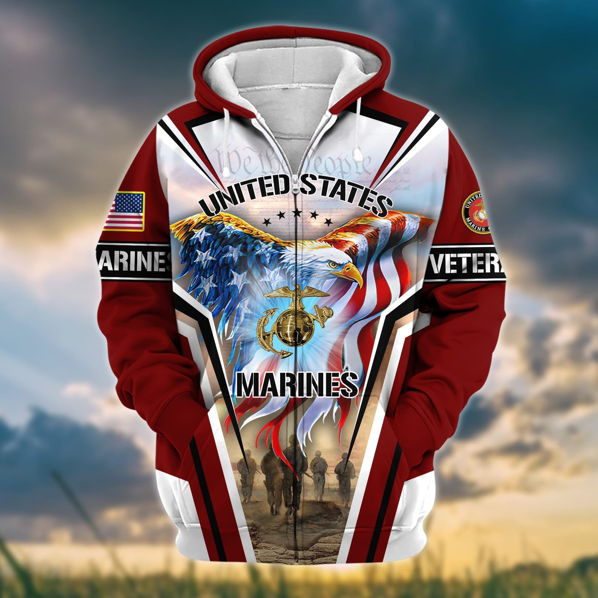 Premium Honoring All Who Served US Veteran Zip Hoodie APVC051001