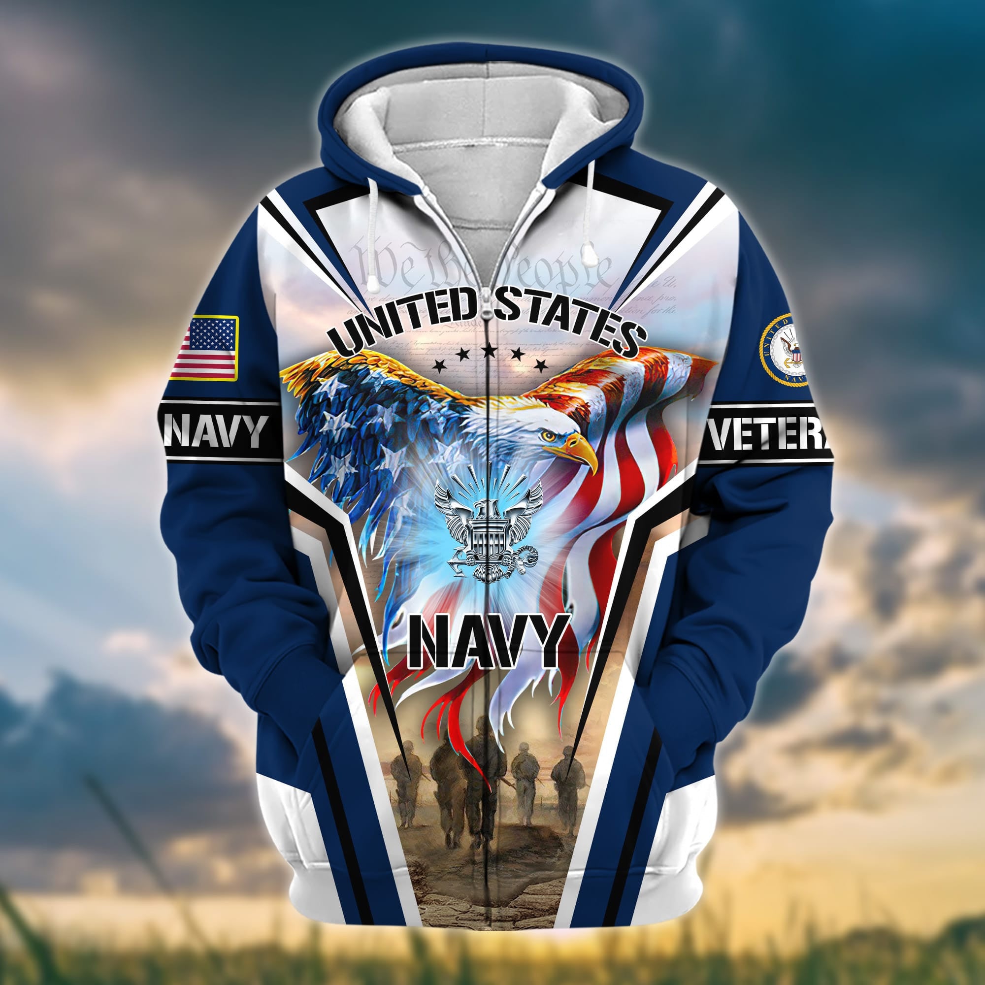 Premium Honoring All Who Served US Veteran Zip Hoodie APVC051001