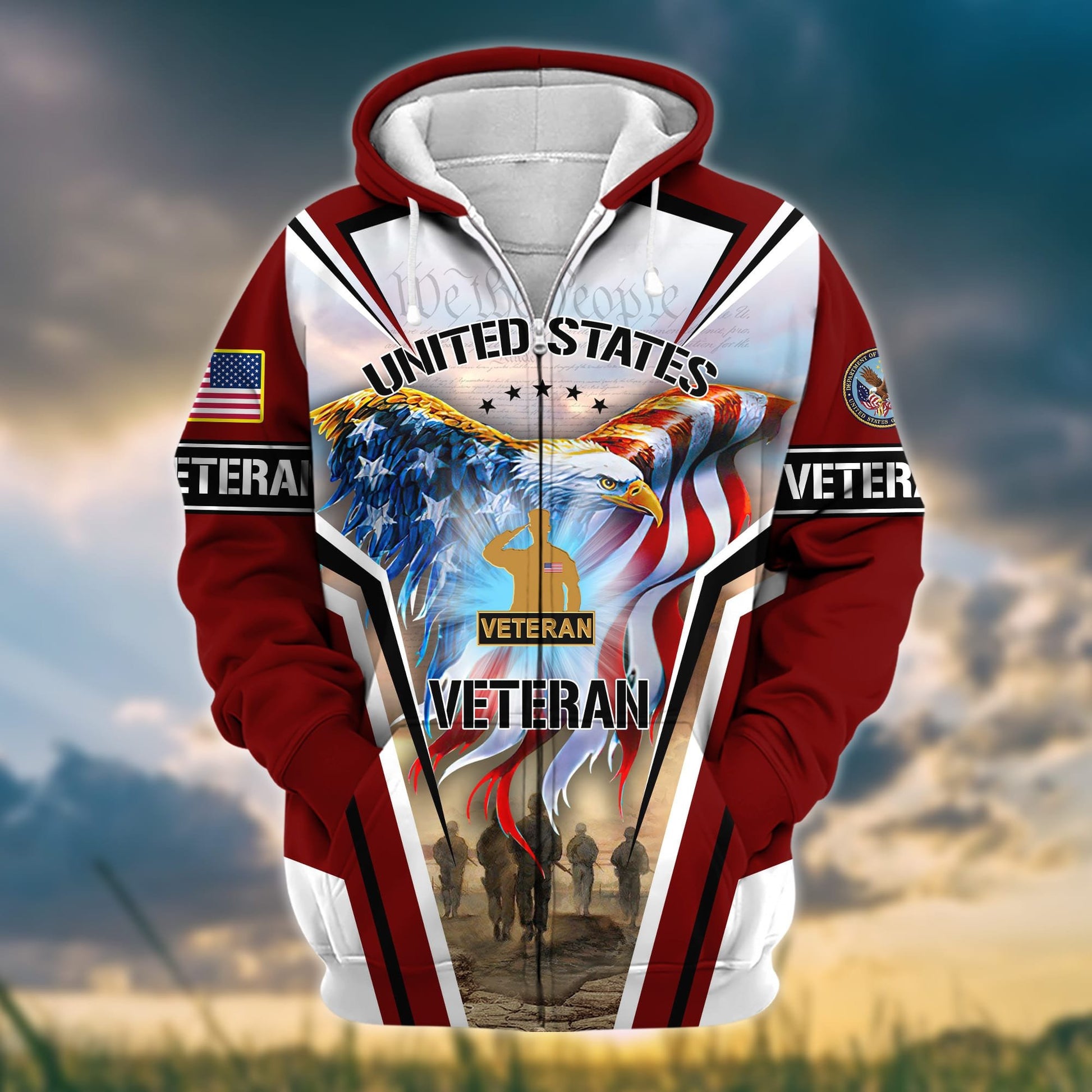 Premium Honoring All Who Served US Veteran Zip Hoodie APVC051001