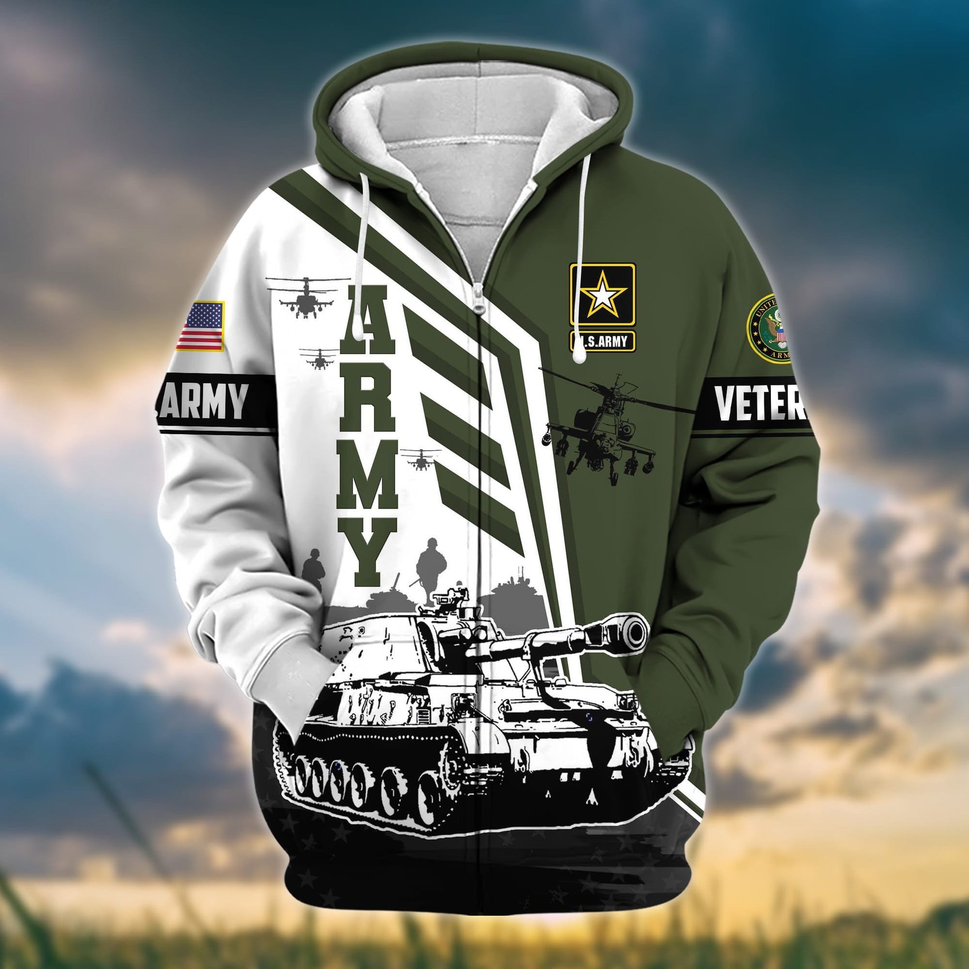 Premium Honoring All Who Served US Veteran Zip Hoodie APVC161002