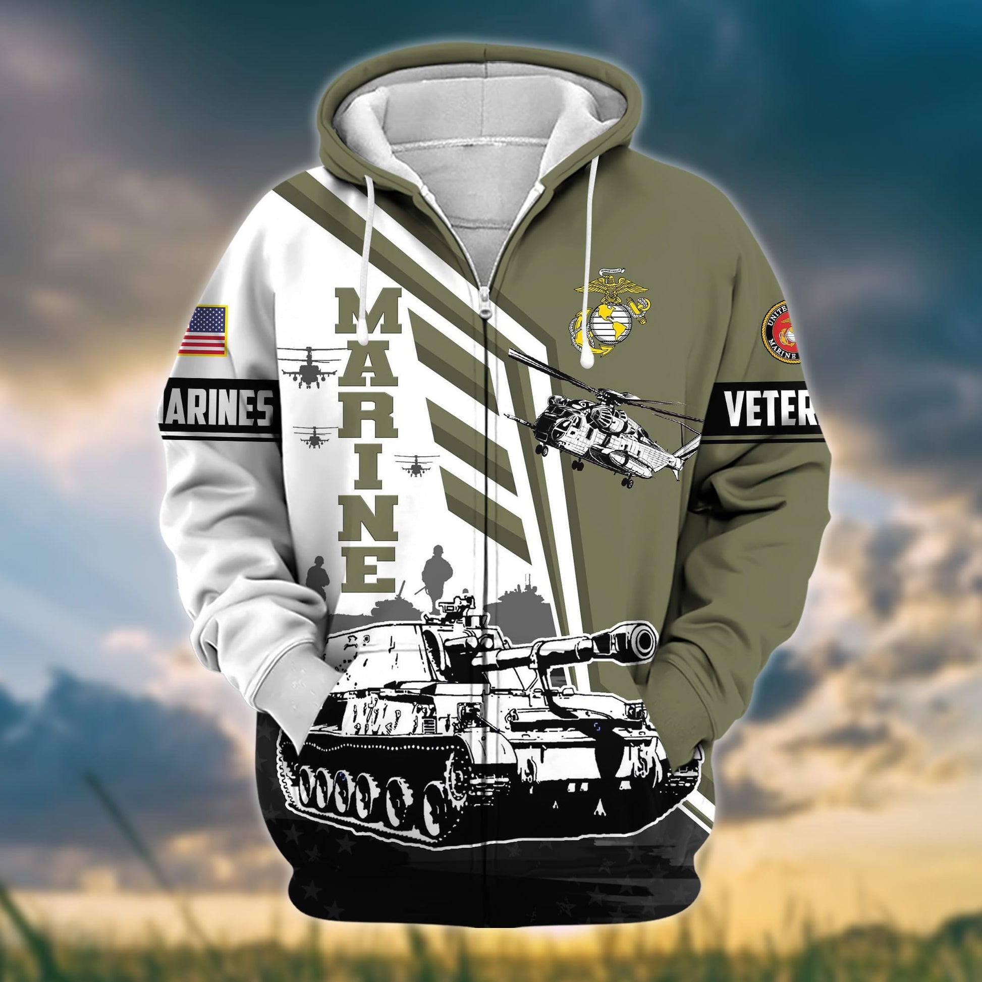 Premium Honoring All Who Served US Veteran Zip Hoodie APVC161002
