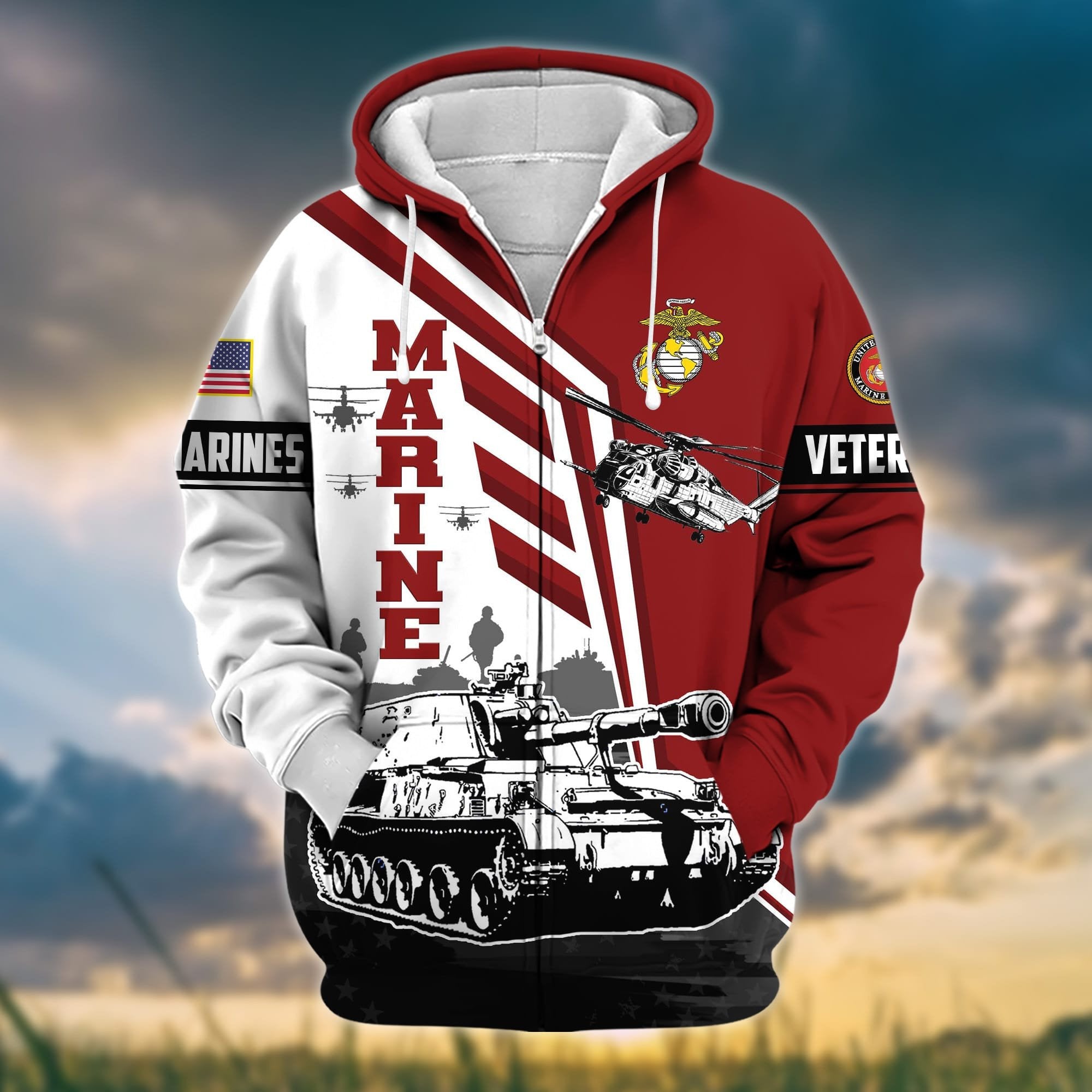 Premium Honoring All Who Served US Veteran Zip Hoodie APVC161002