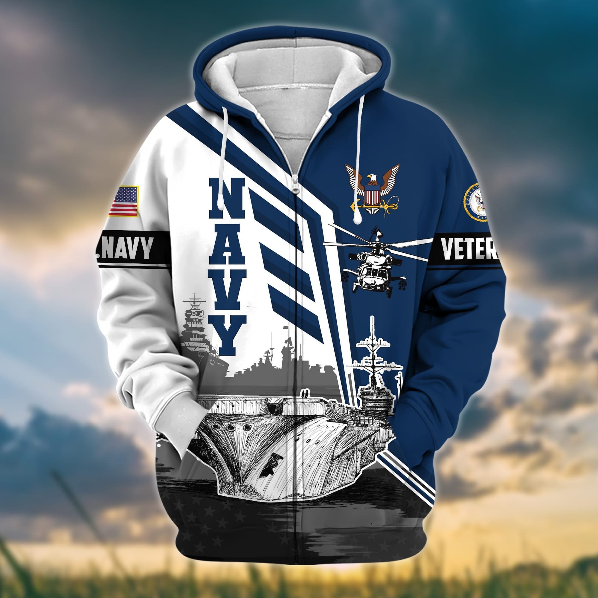 Premium Honoring All Who Served US Veteran Zip Hoodie APVC161002