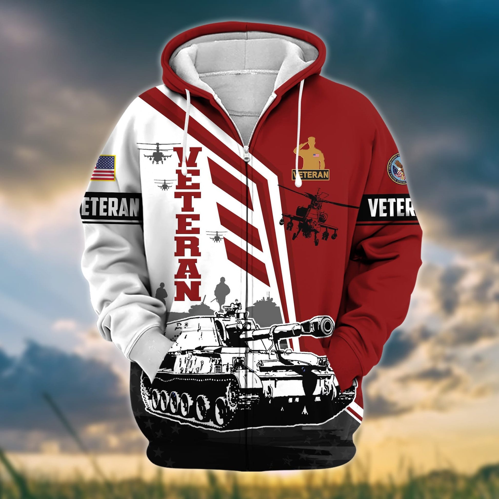 Premium Honoring All Who Served US Veteran Zip Hoodie APVC161002