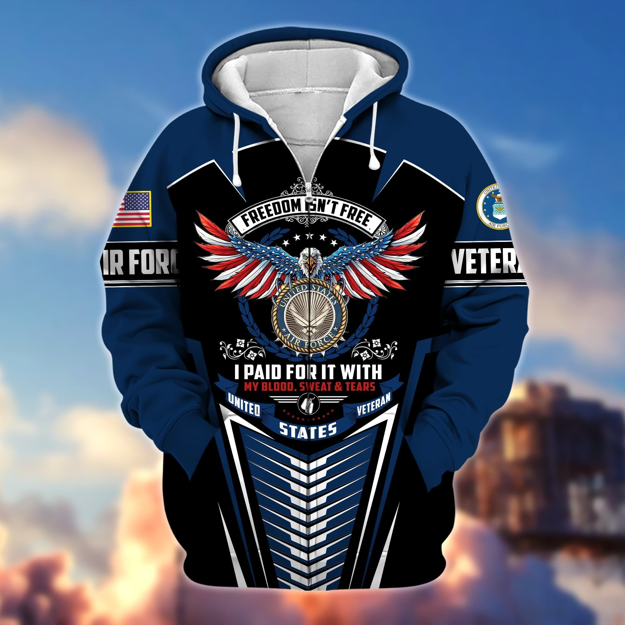 Premium Freedom Is Not Free US Veteran Zip Hoodie APVC191001