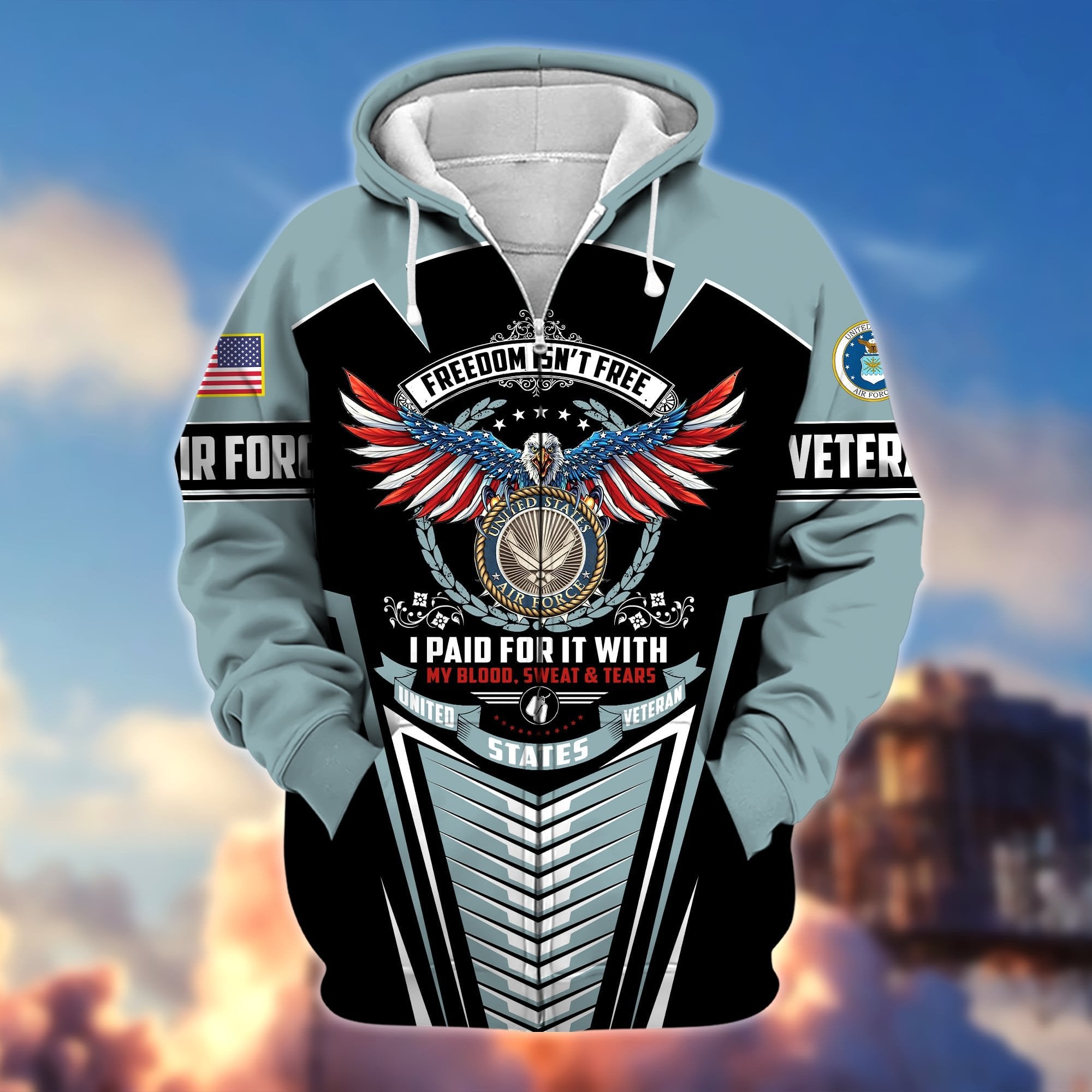 Premium Freedom Is Not Free US Veteran Zip Hoodie APVC191001