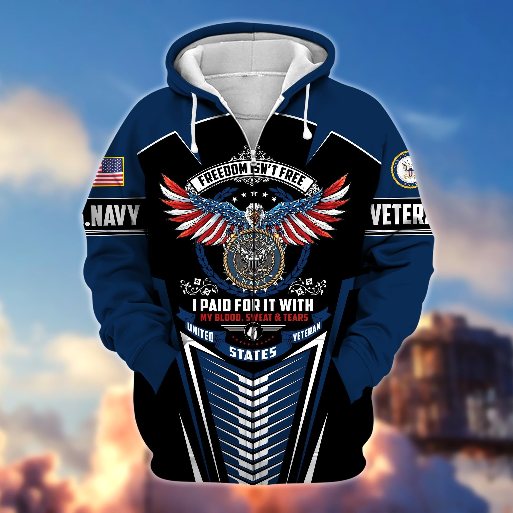 Premium Freedom Is Not Free US Veteran Zip Hoodie APVC191001