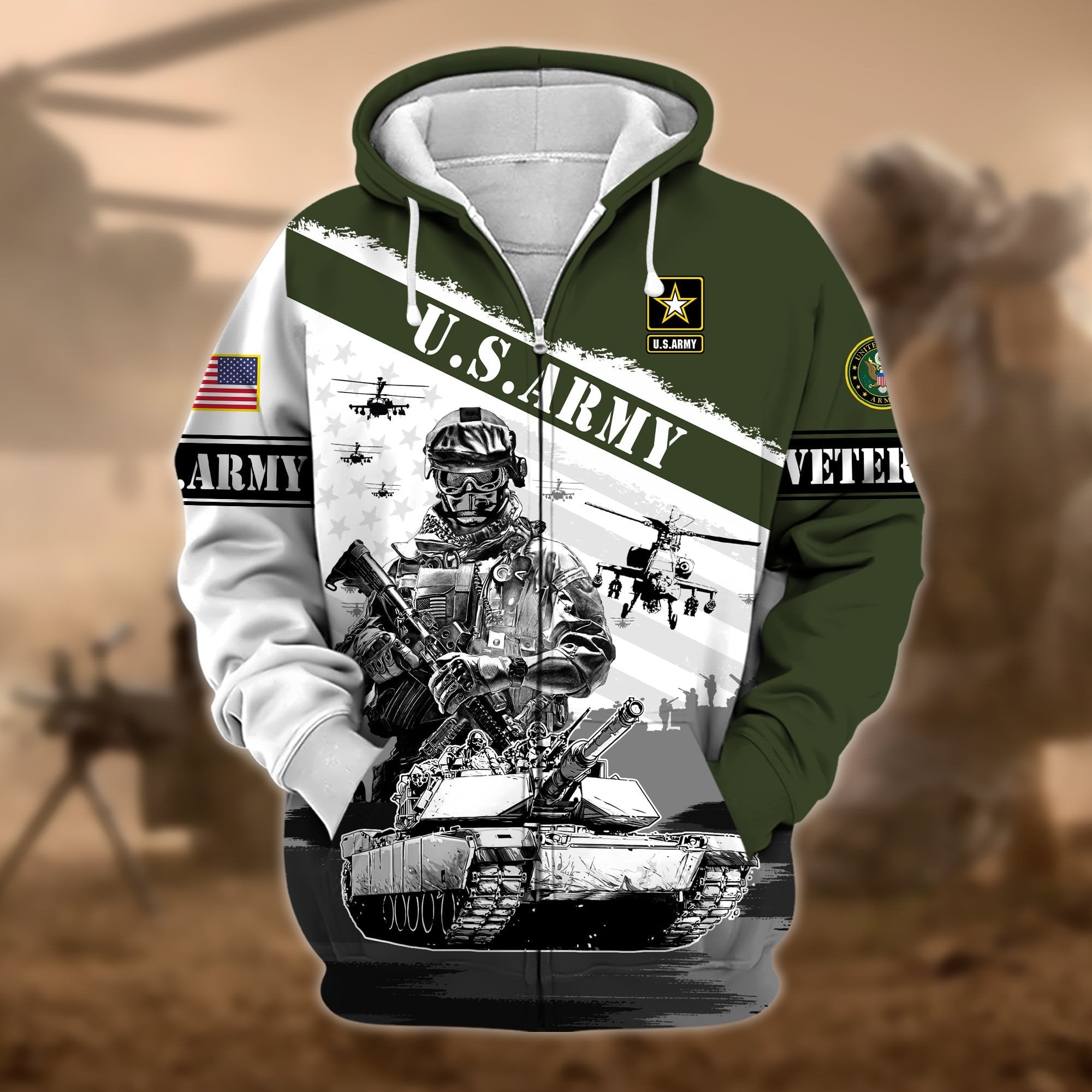 Premium Honoring All Who Served US Veteran Zip Hoodie APVC031102