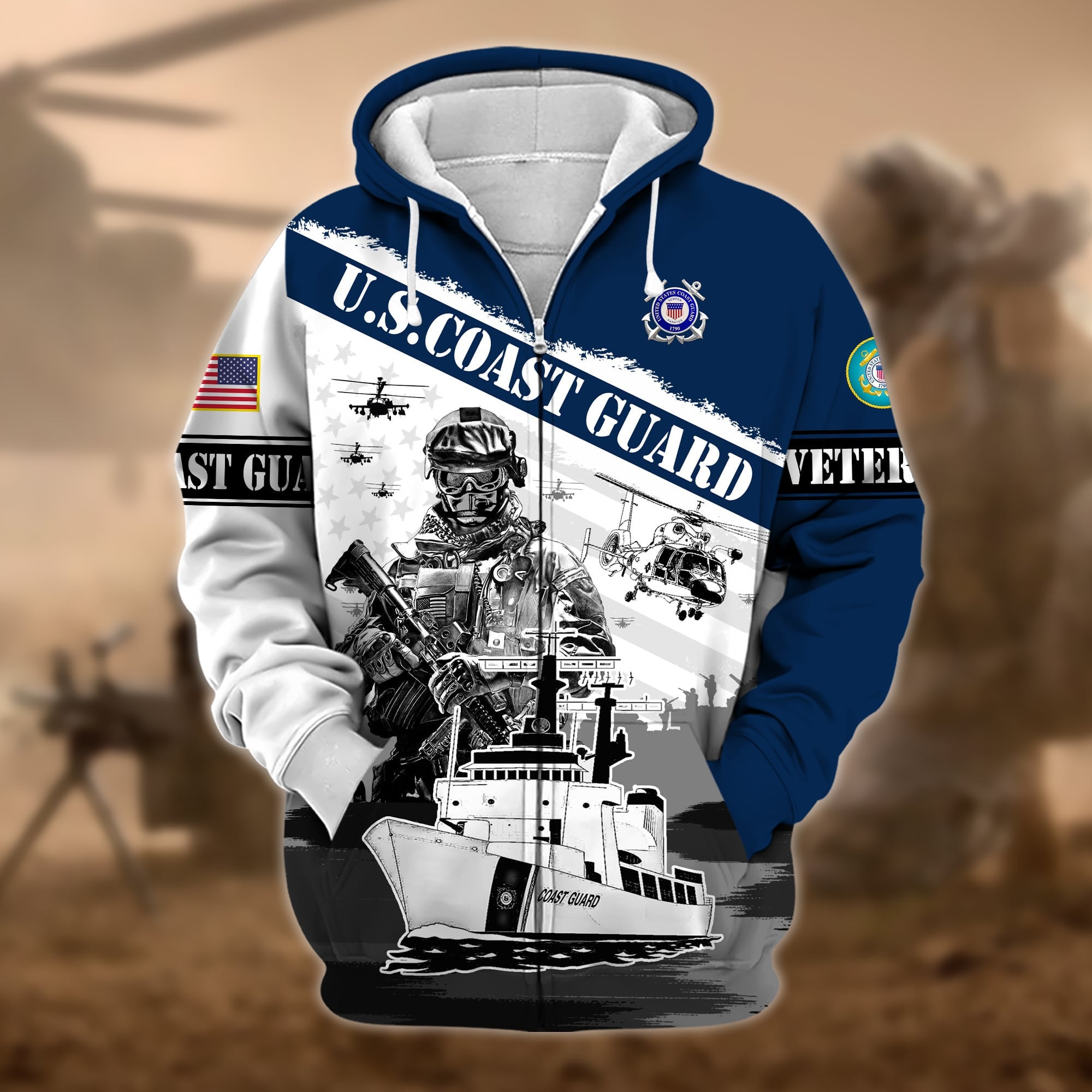 Premium Honoring All Who Served US Veteran Zip Hoodie APVC031102