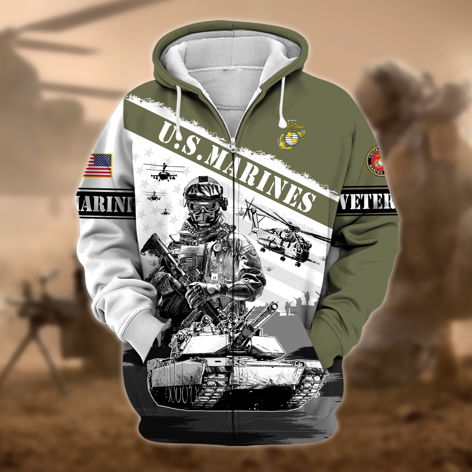 Premium Honoring All Who Served US Veteran Zip Hoodie APVC031102