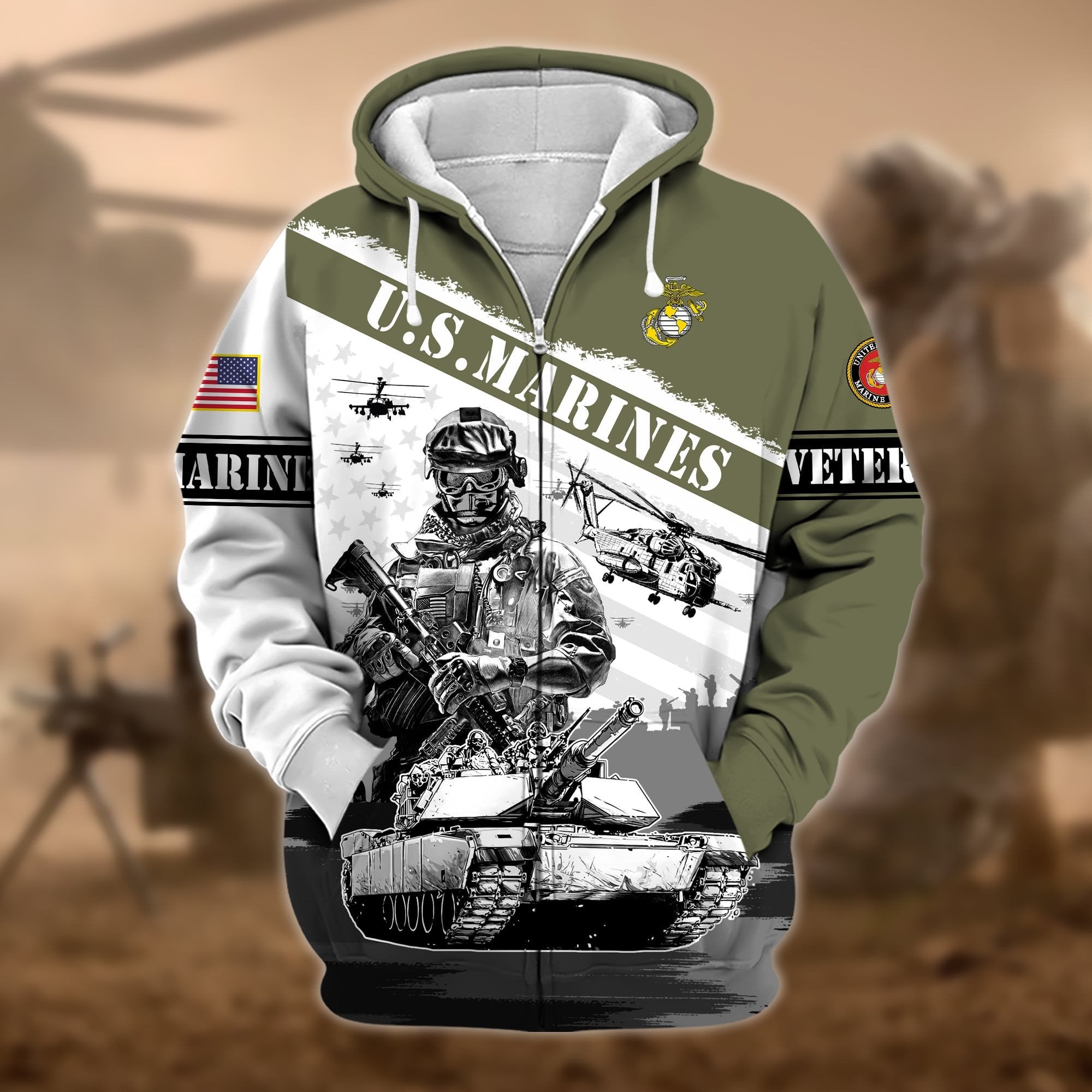Premium Honoring All Who Served US Veteran Zip Hoodie APVC031102