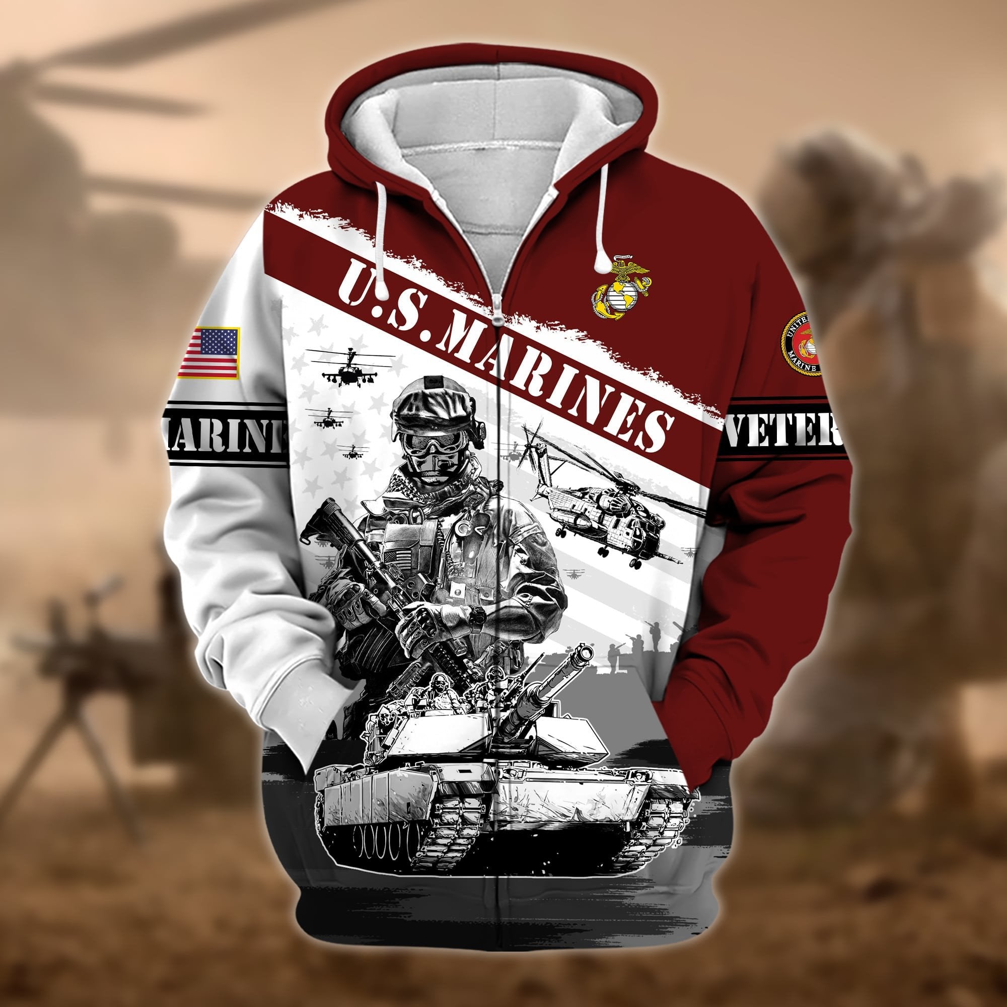 Premium Honoring All Who Served US Veteran Zip Hoodie APVC031102