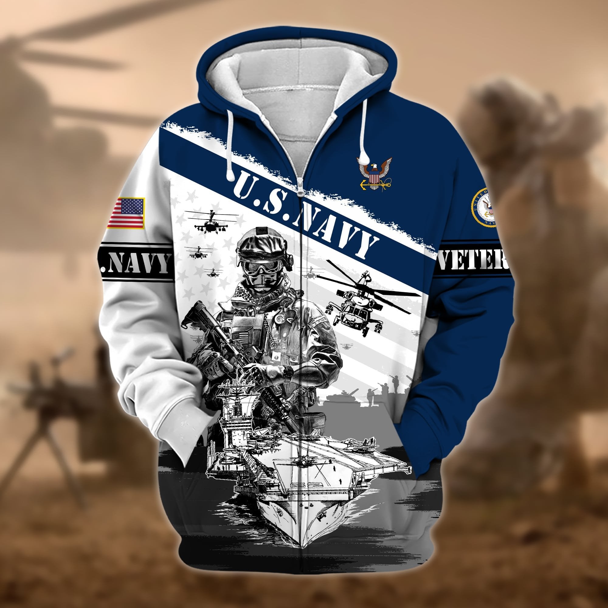 Premium Honoring All Who Served US Veteran Zip Hoodie APVC031102