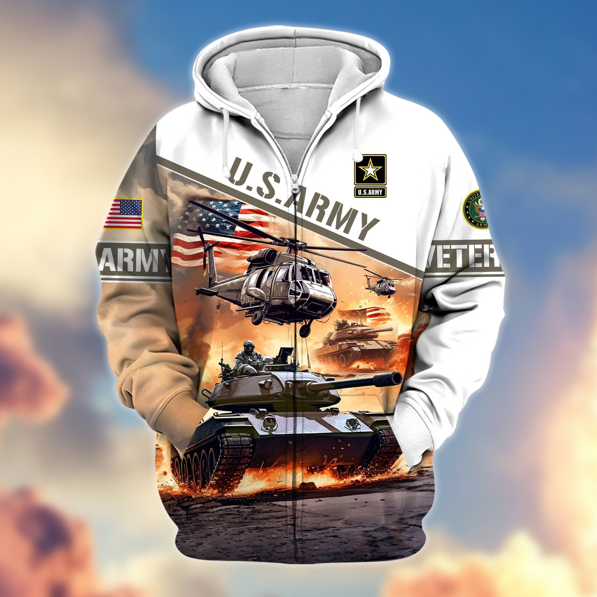 Premium Proudly Served US Veteran Zip Hoodie APVC081101
