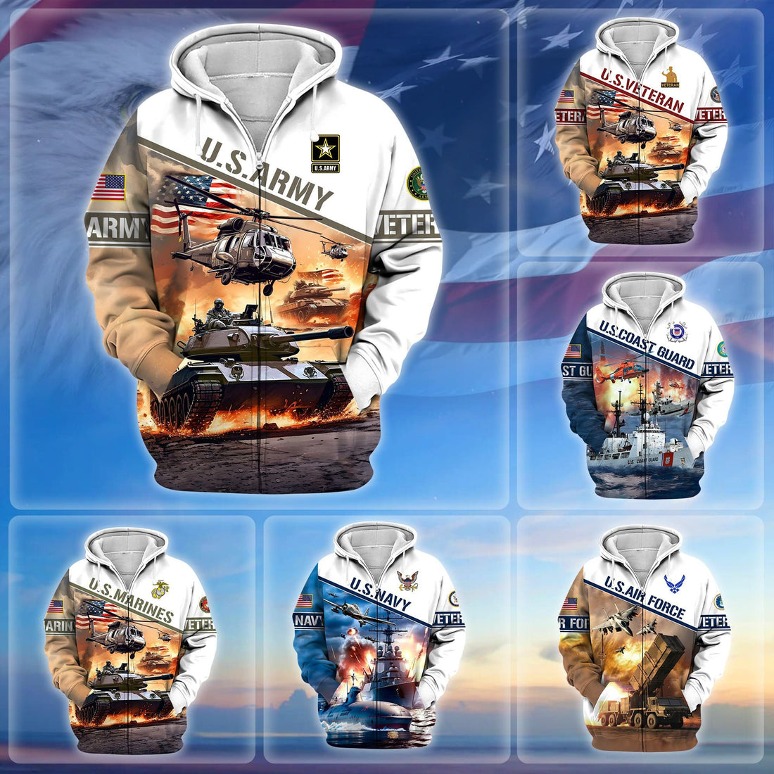 Premium Proudly Served US Veteran Zip Hoodie APVC081101