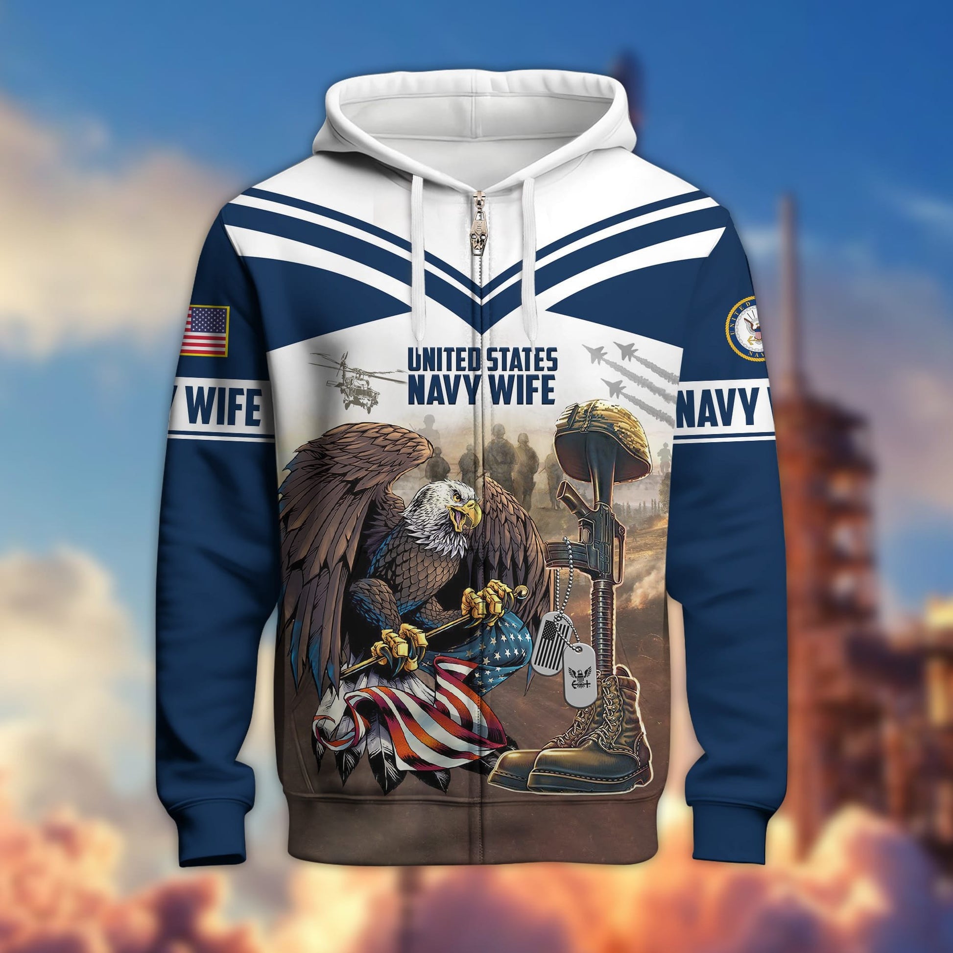 Premium US Veteran Wife Zip Hoodie APVC231101