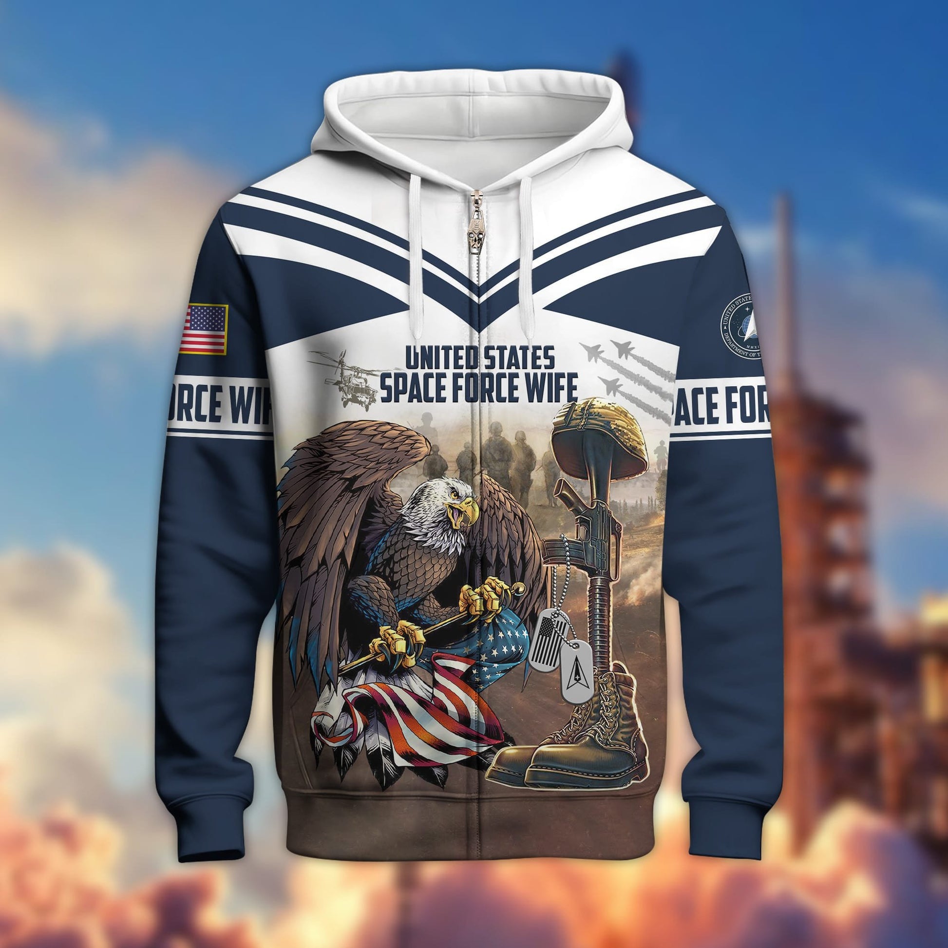 Premium US Veteran Wife Zip Hoodie APVC231101