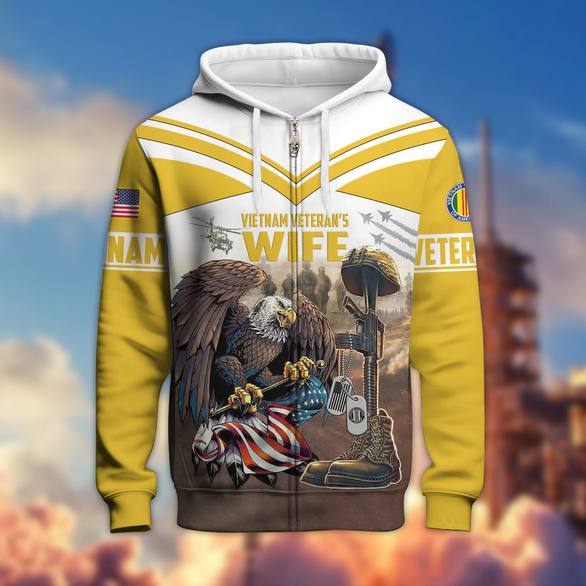 Premium US Veteran Wife Zip Hoodie APVC231101