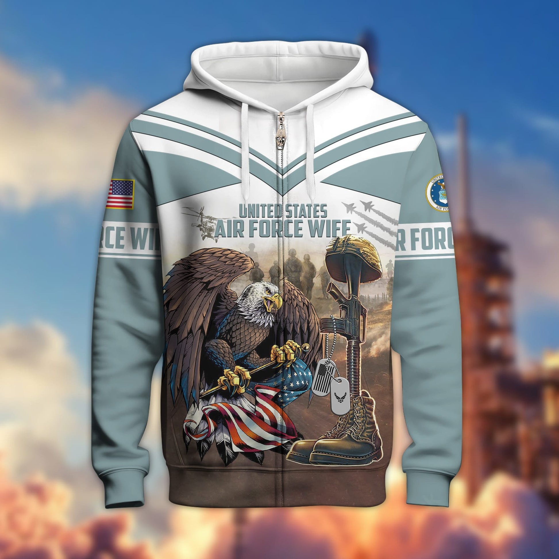 Premium US Veteran Wife Zip Hoodie APVC231101