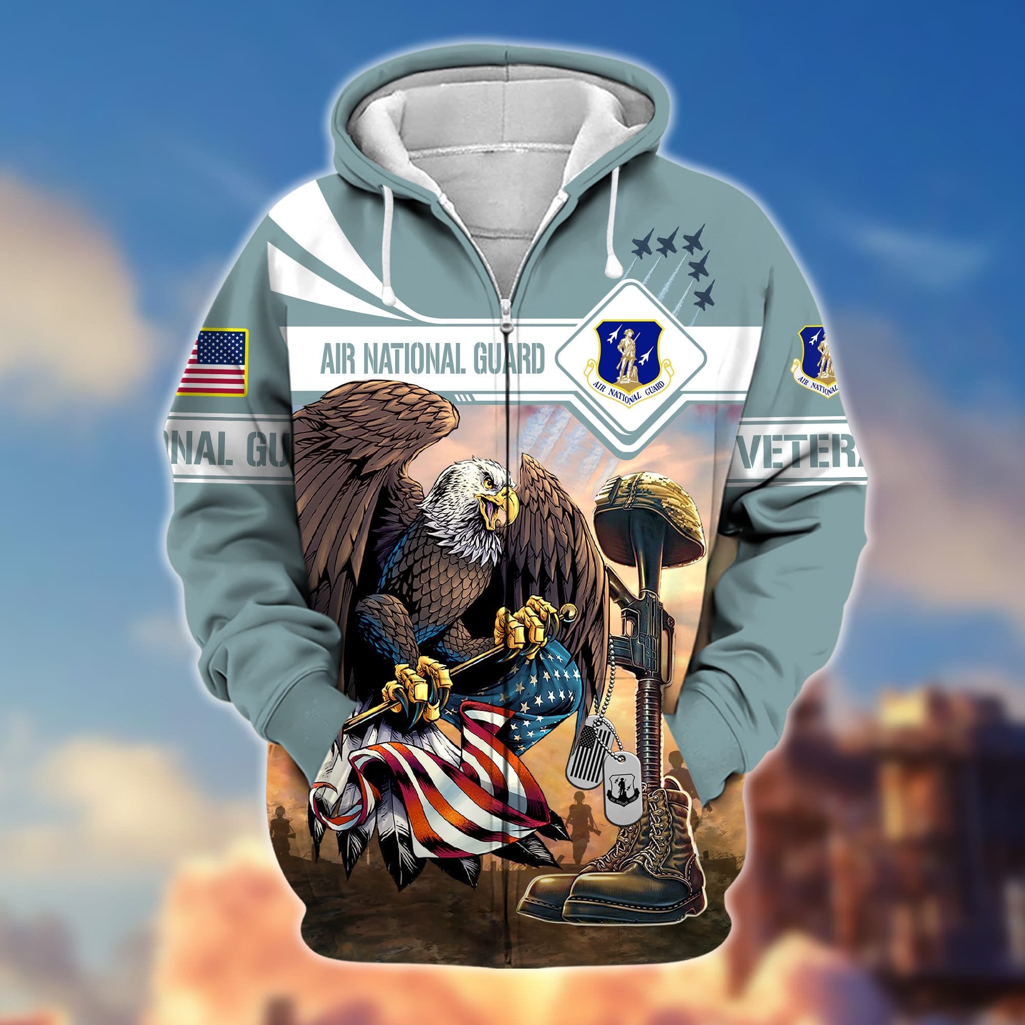 Premium Proudly Served US Veteran Zip Hoodie APVC021001