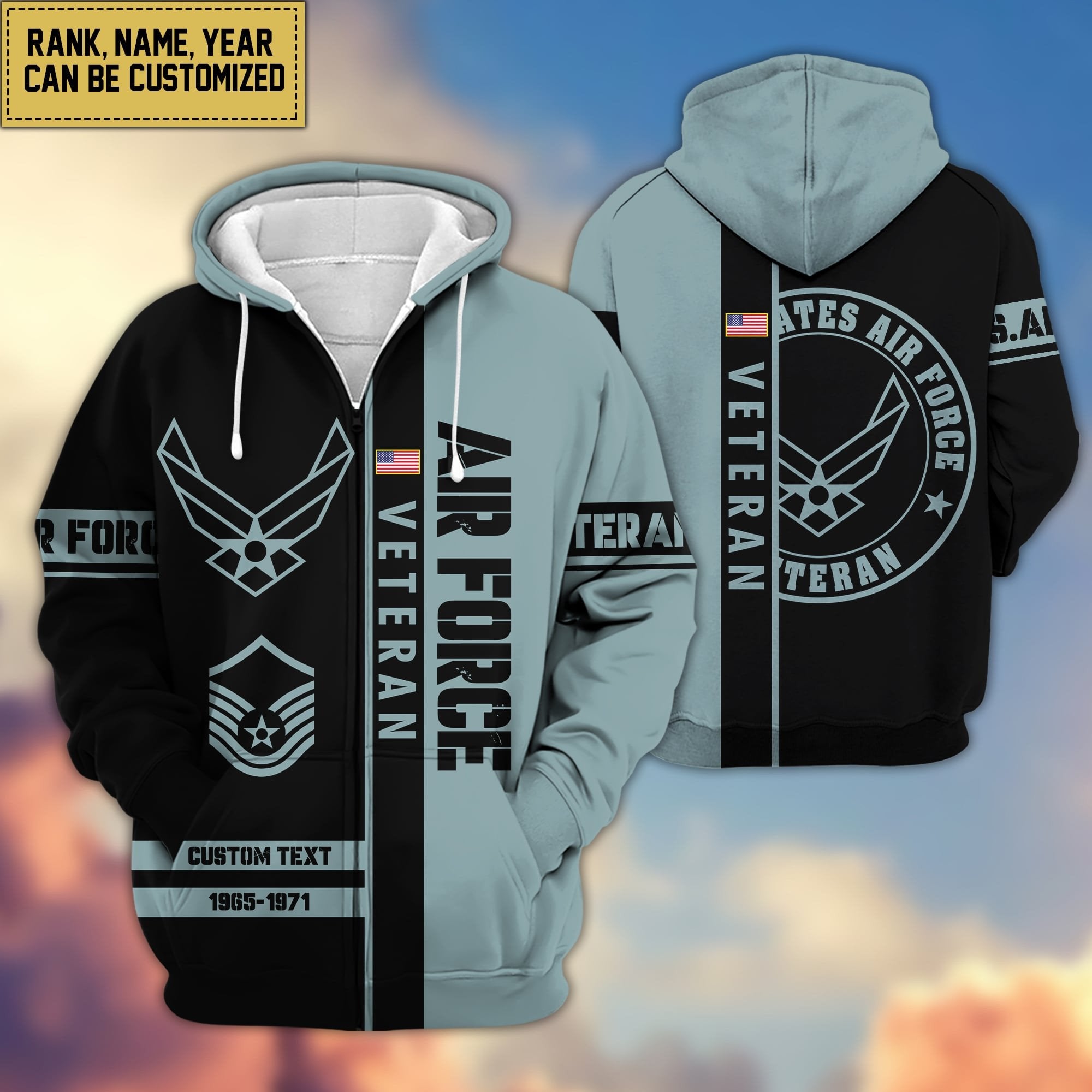 Premium Personalized Proudly Served US Veteran Zip Hoodie APVC141201