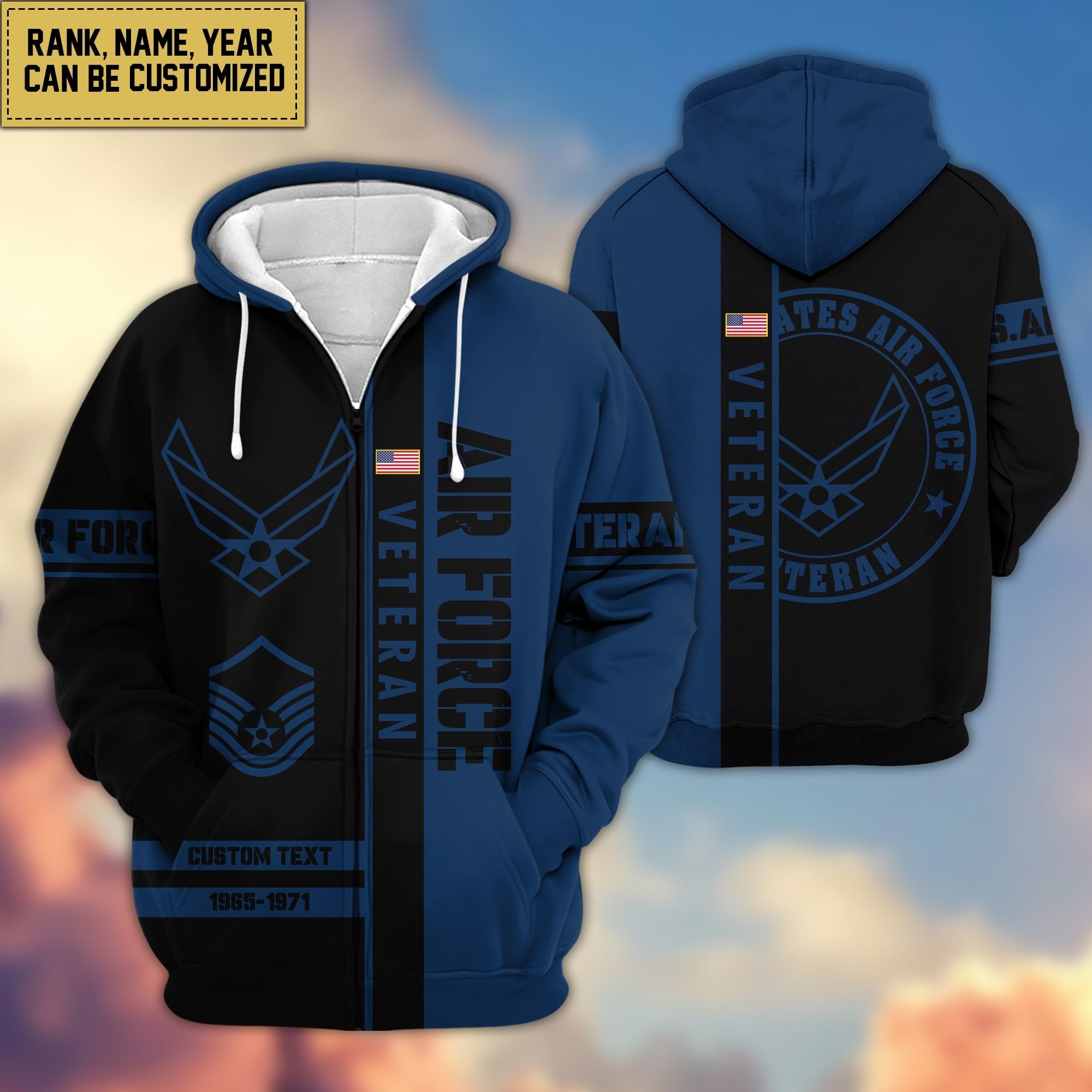 Premium Personalized Proudly Served US Veteran Zip Hoodie APVC141201