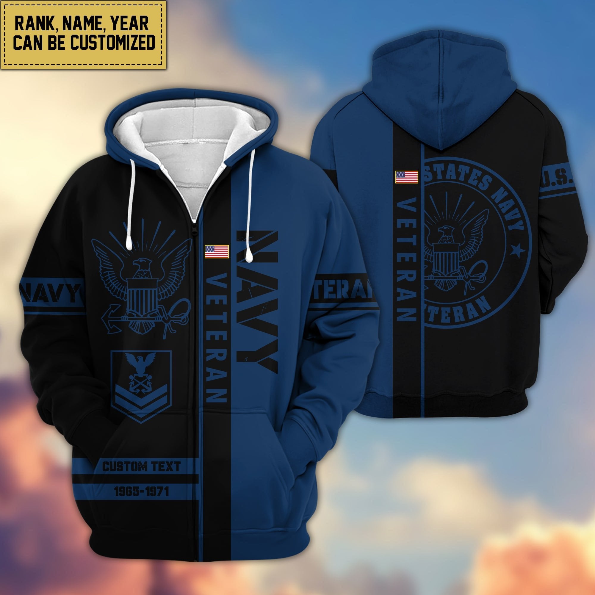 Premium Personalized Proudly Served US Veteran Zip Hoodie APVC141201