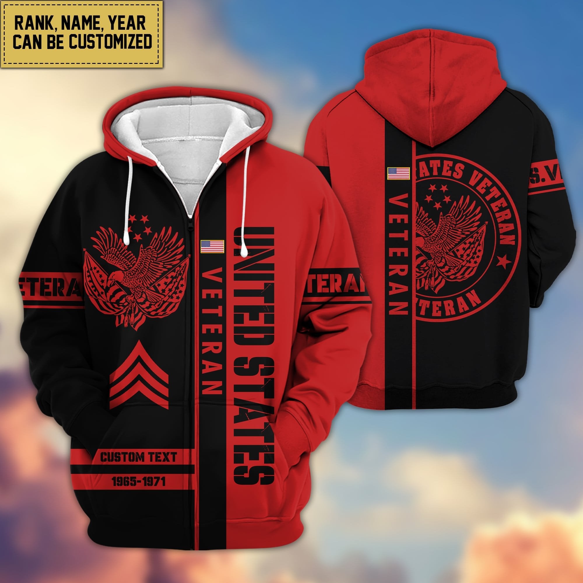 Premium Personalized Proudly Served US Veteran Zip Hoodie APVC141201