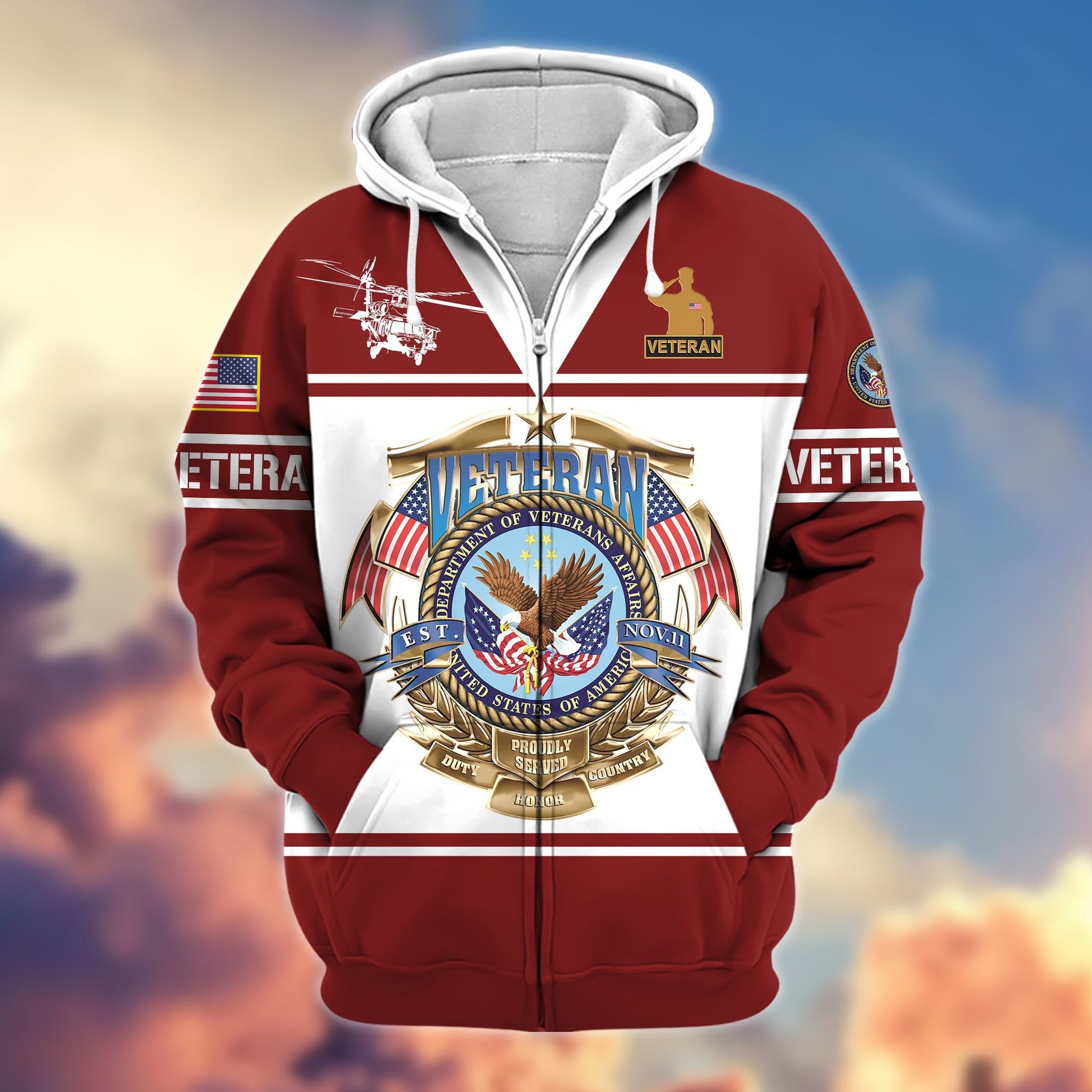 Premium Multiple US Military Services Zip Hoodie APVC281201