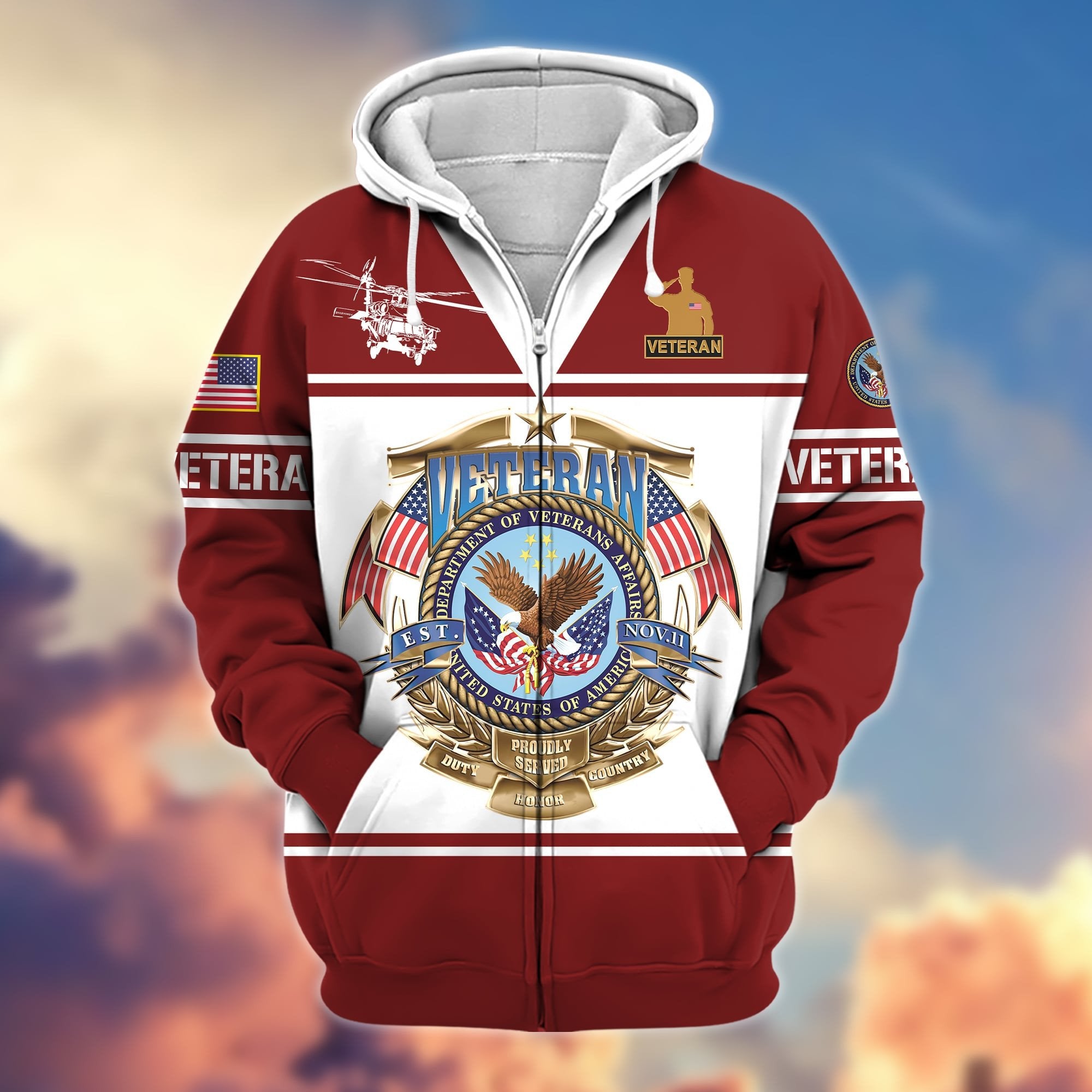 Premium Multiple US Military Services Zip Hoodie APVC281201
