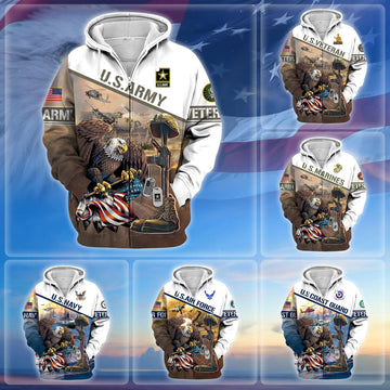 Premium Proudly Served US Veteran Zip Hoodie APVC301004