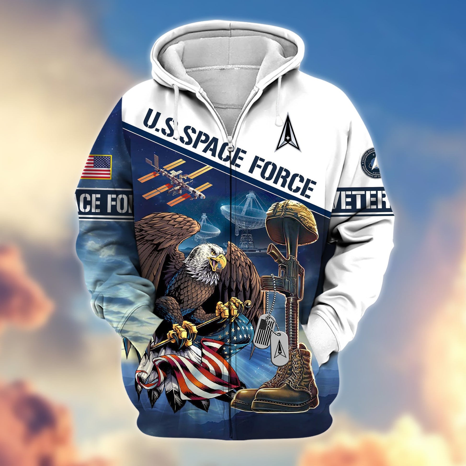 Premium Proudly Served US Veteran Zip Hoodie APVC301004