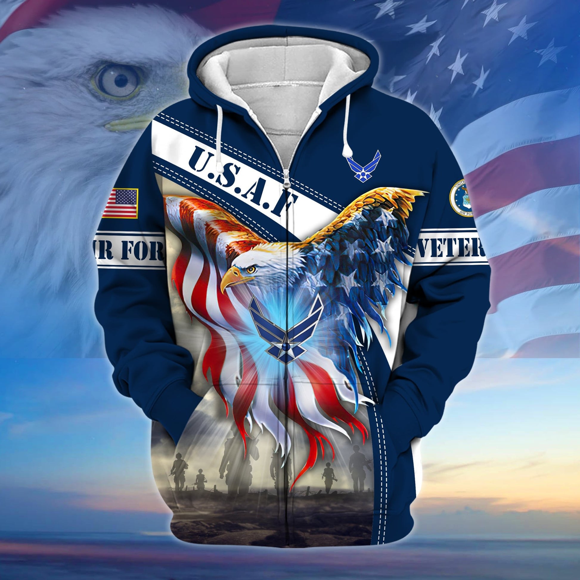 Premium American Pride US Veteran Zip Hoodie APVC150101
