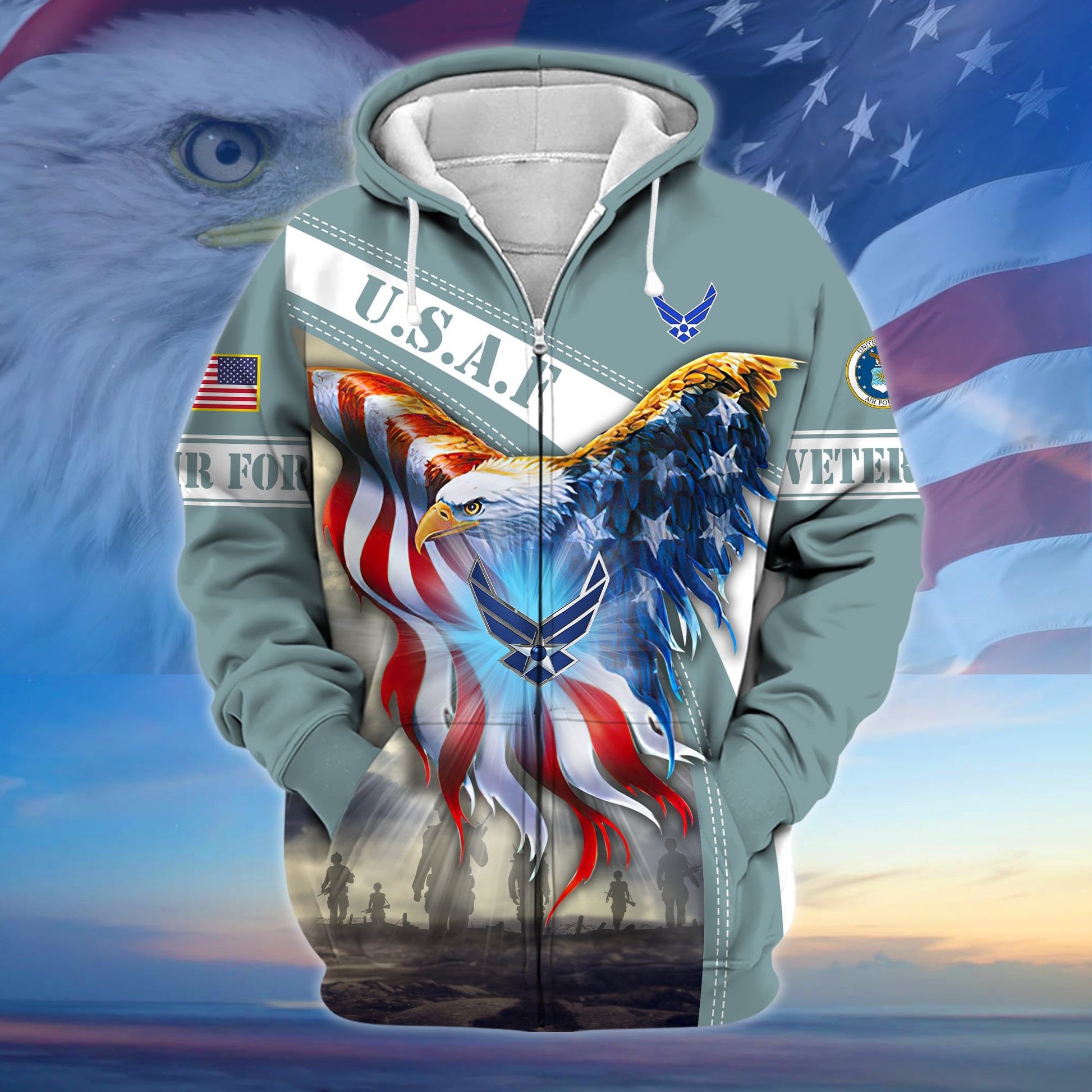 Premium American Pride US Veteran Zip Hoodie APVC150101