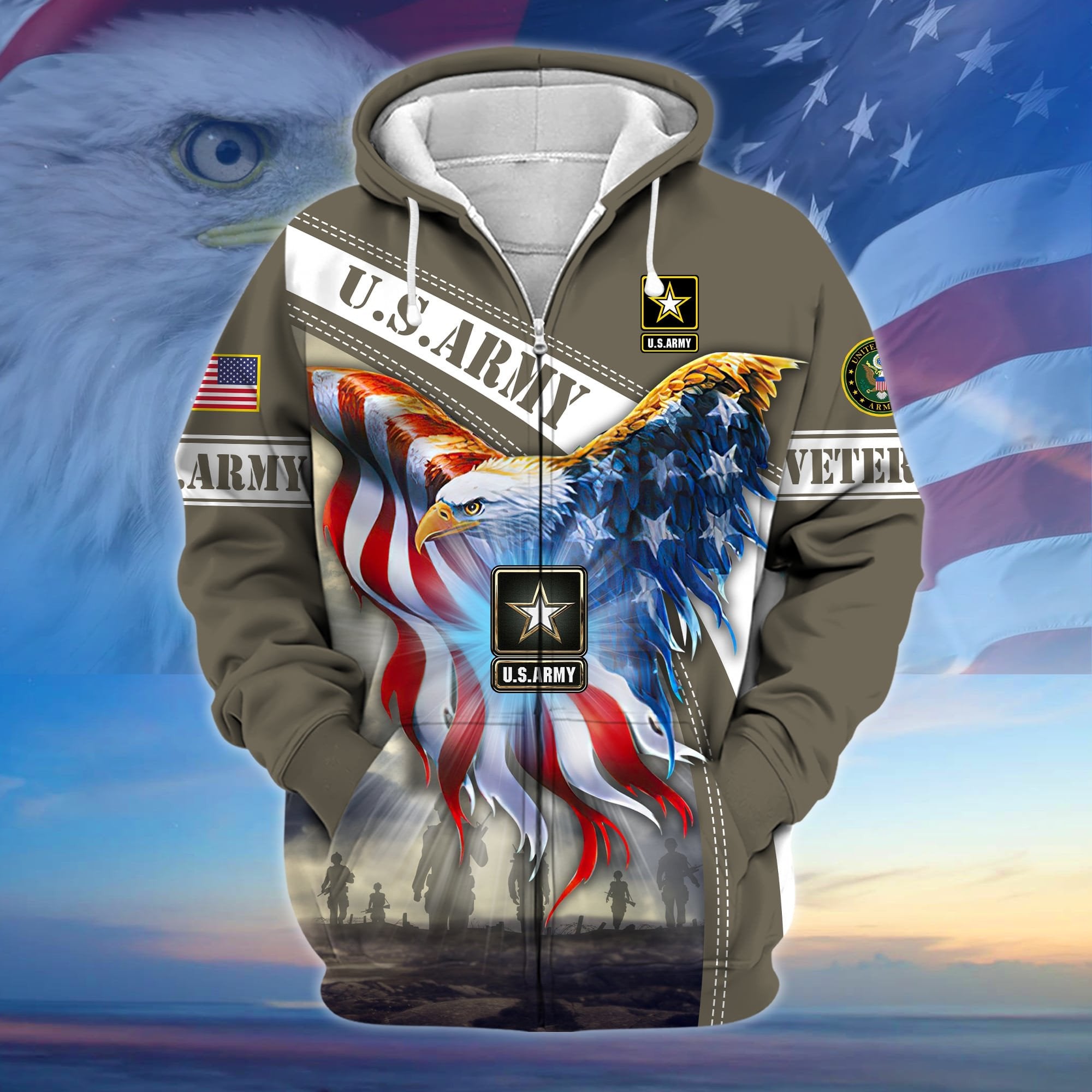 Premium American Pride US Veteran Zip Hoodie APVC150101